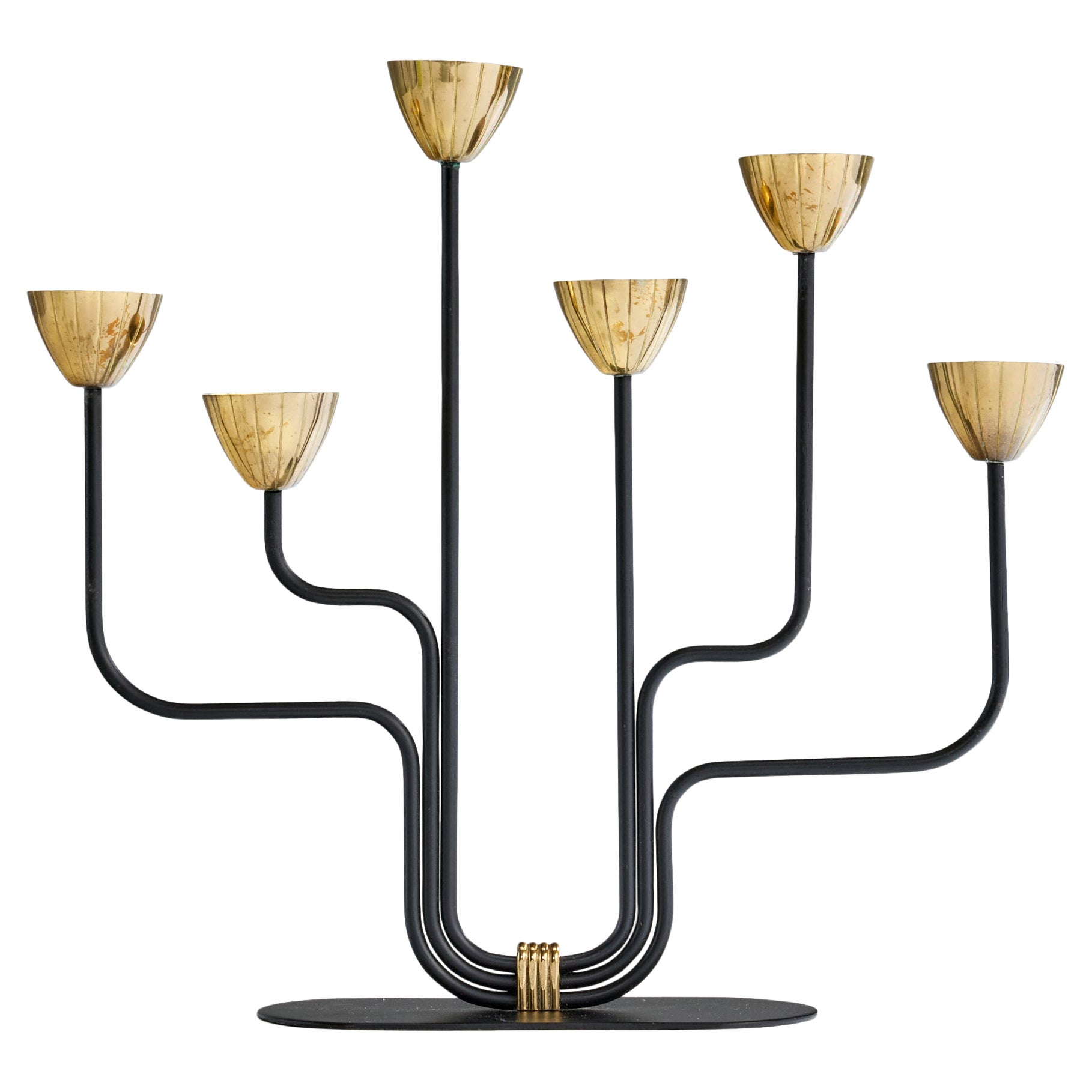 Gunnar Ander, Candelabro, Metallo, Ottone, Svezia, anni
50
