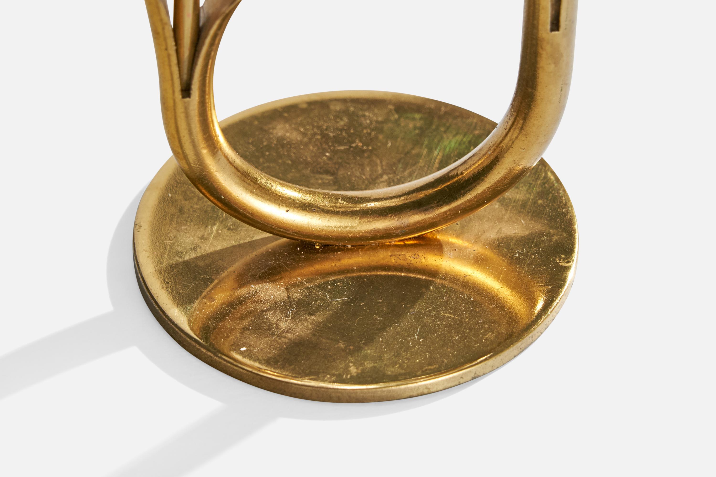 Gunnar Ander, Candelabras, Brass, Glass, Sweden, 1950s For Sale 4