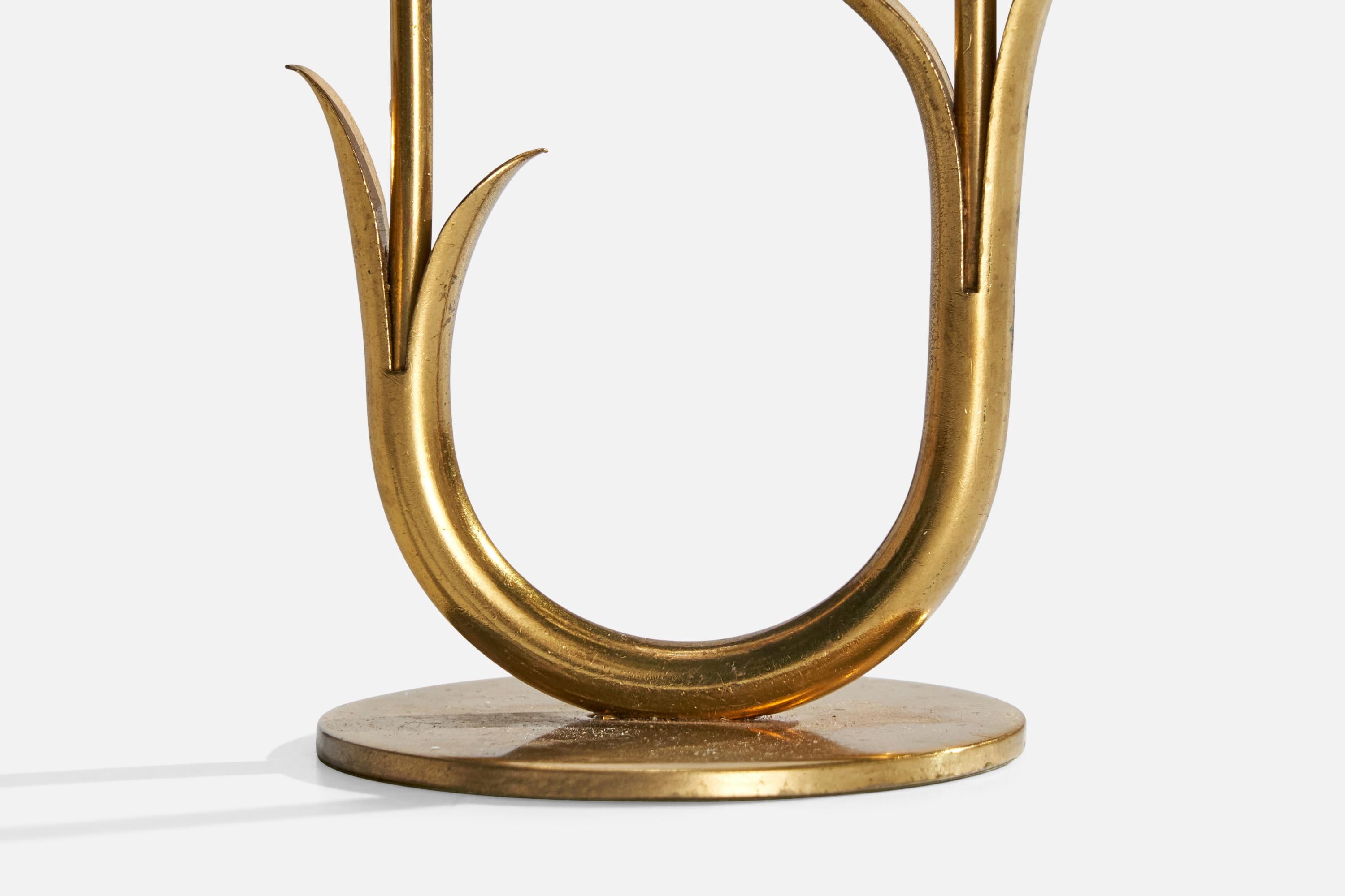 Gunnar Ander, Candelabras, Brass, Glass, Sweden, 1950s For Sale 2