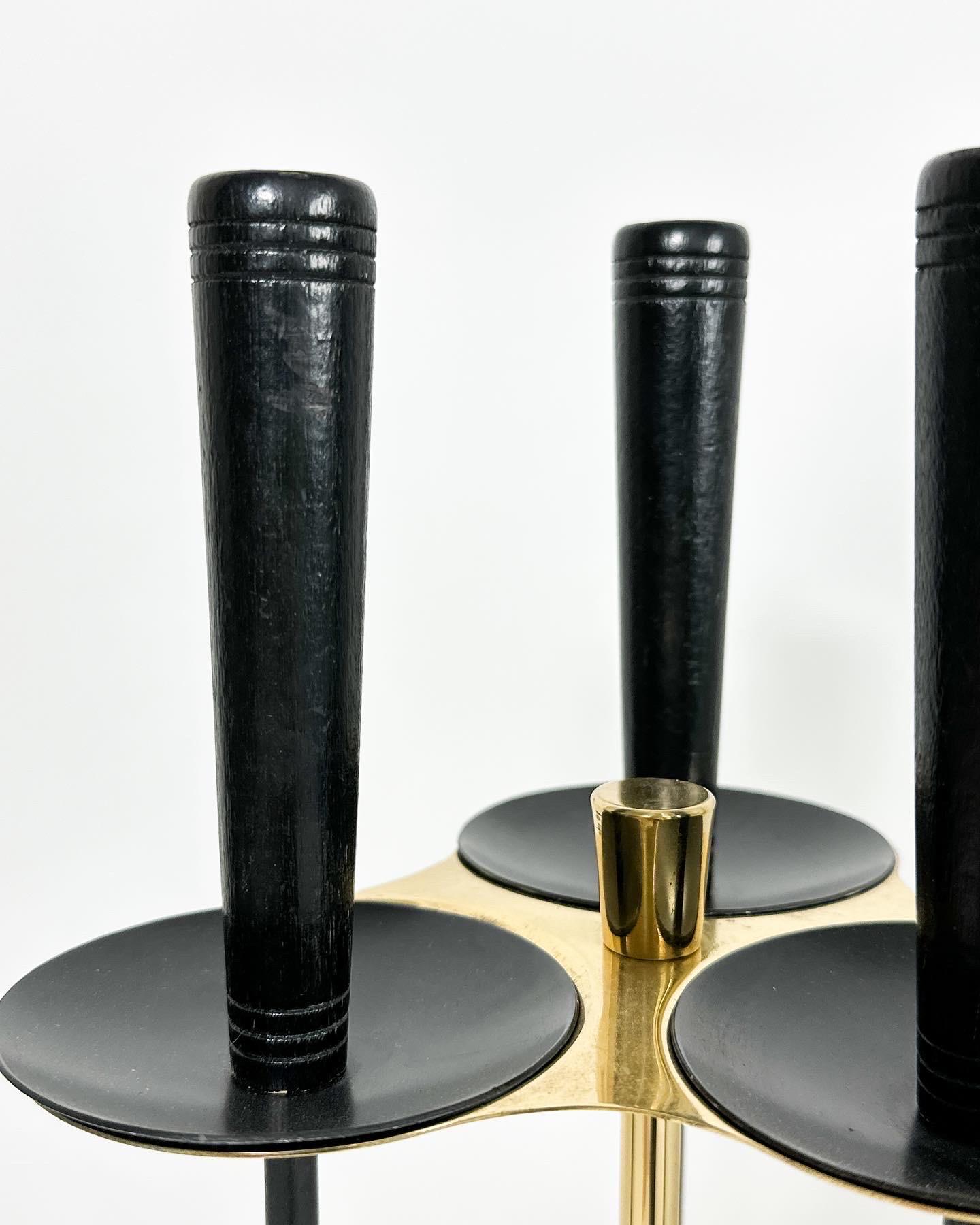 Gunnar Ander Herramientas para chimenea Latón Metal Pelo de caballo Ystad Metall Suecia Años 60 Hecho a mano en venta