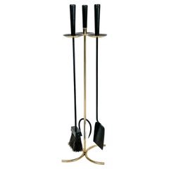 Gunnar Ander Herramientas para chimenea Latón Metal Pelo de caballo Ystad Metall Suecia Años 60