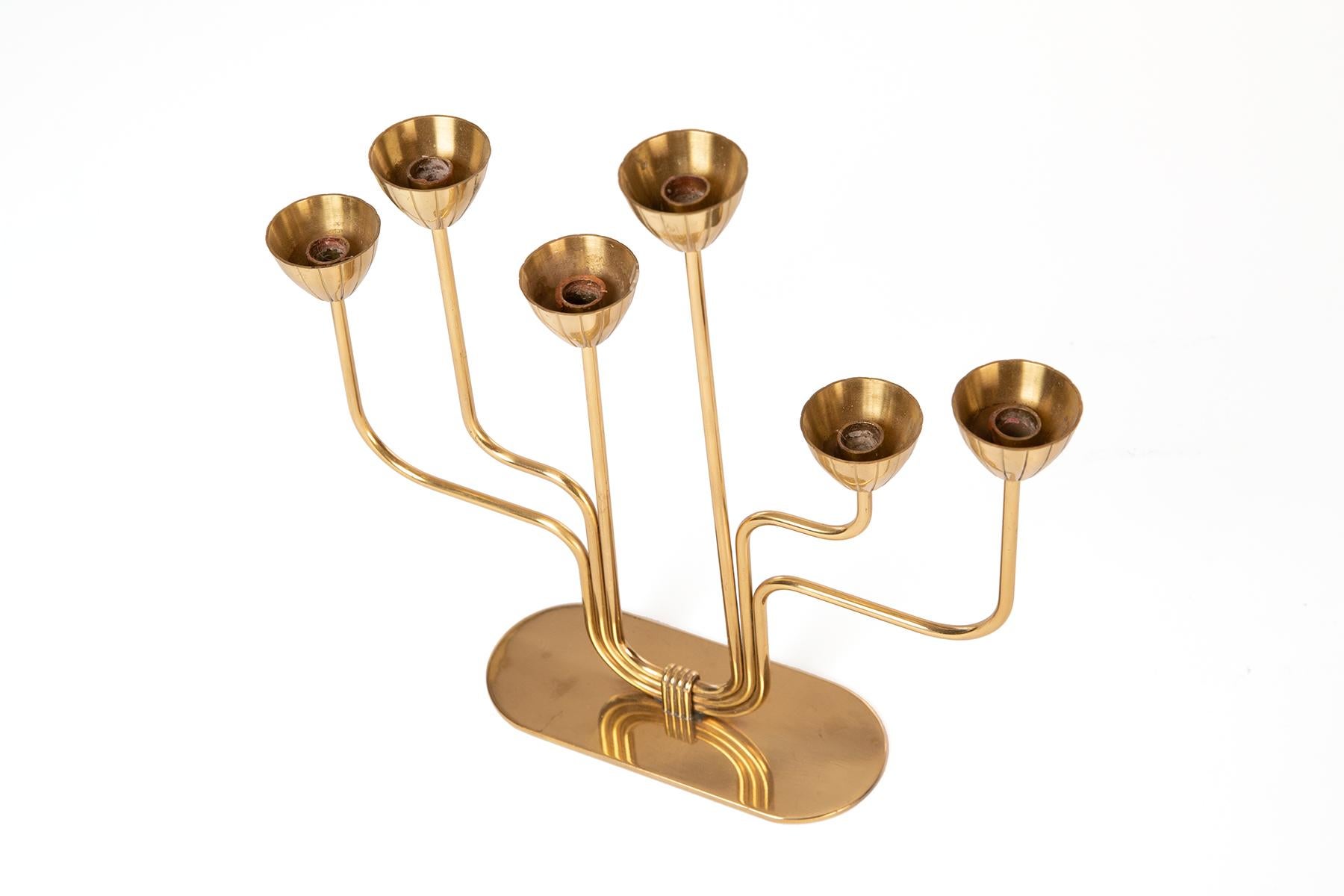 Swedish Gunnar Ander for Ystad Metall Brass Candle Holders Candelabras