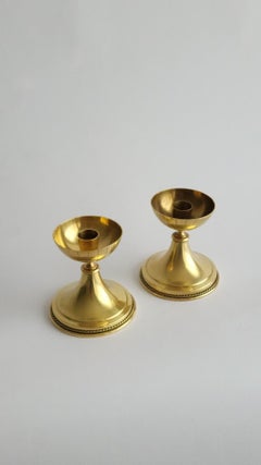 Gunnar Ander for Ystad Metall Candleholders, Brass, Sweden c. 1960s