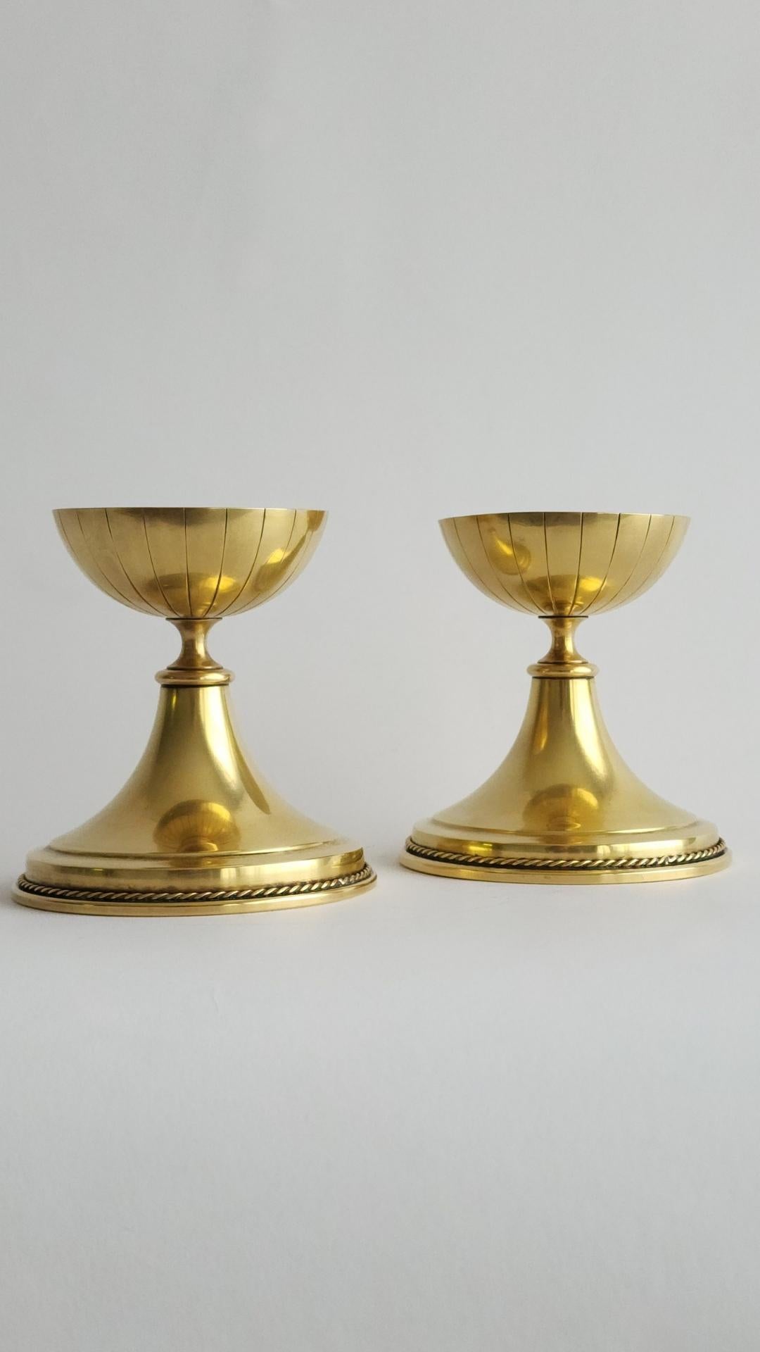 Gunnar Ander for Ystad Metall Candleholders, Brass, Sweden c. 1960s In Good Condition For Sale In Boca Raton, FL