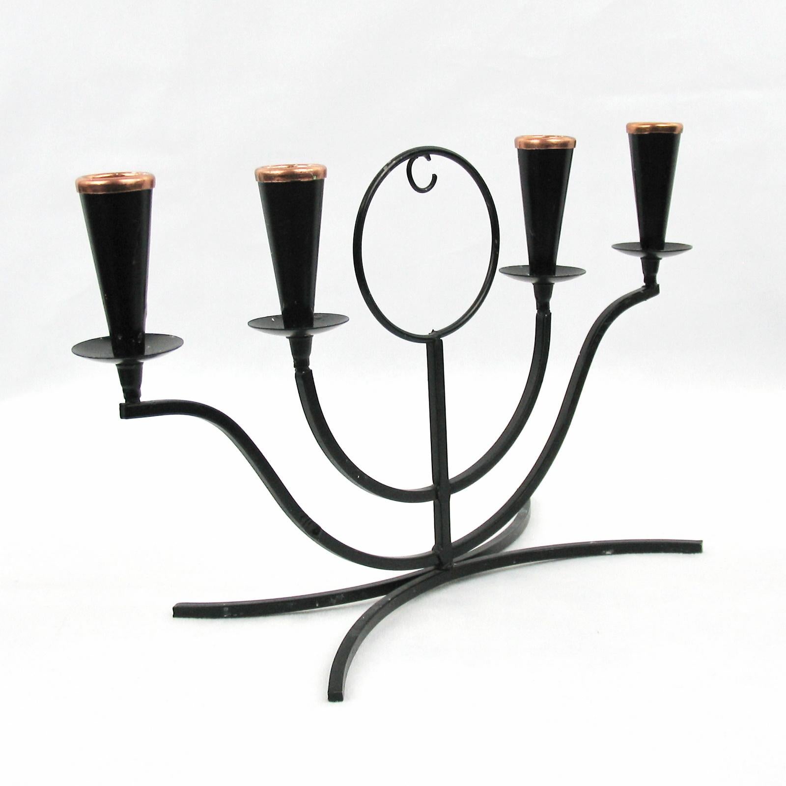 20th Century Gunnar Ander for Ystad Metall, Swedish Modernist Four-Light Candlestick, 1950s For Sale