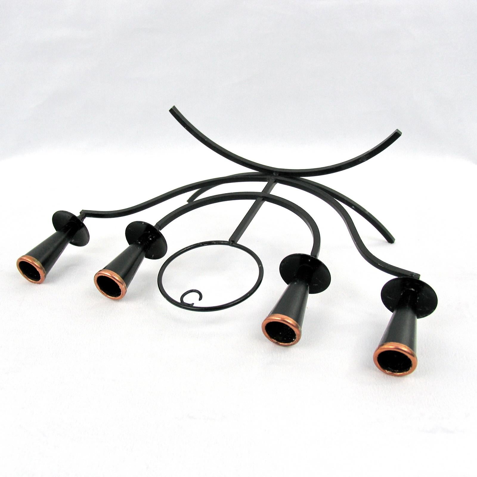 Gunnar Ander for Ystad Metall, Swedish Modernist Four-Light Candlestick, 1950s For Sale 2