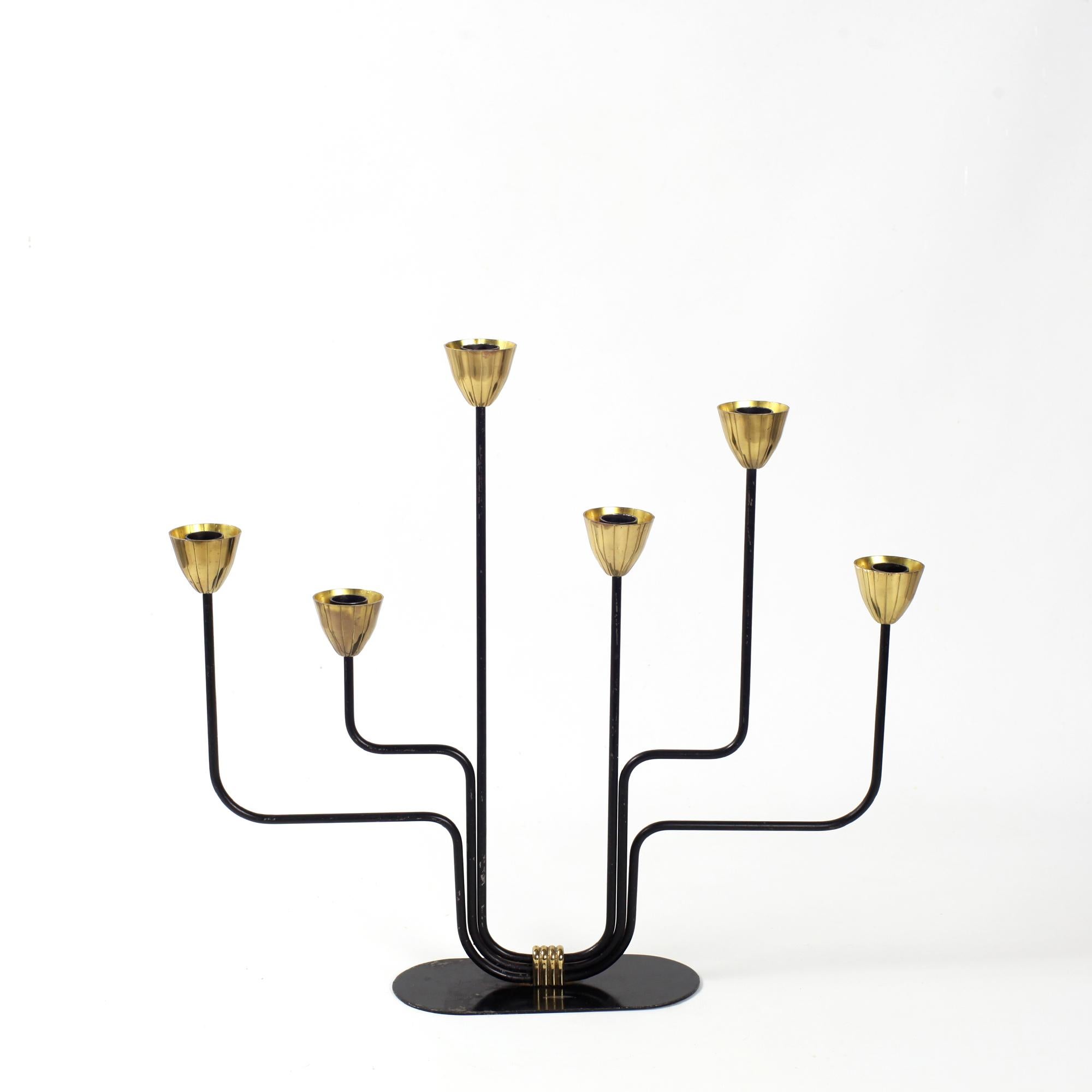 Scandinave moderne Grand candélabre Gunnar Ander pour Ystad Metall, Suède, années 1960 en vente