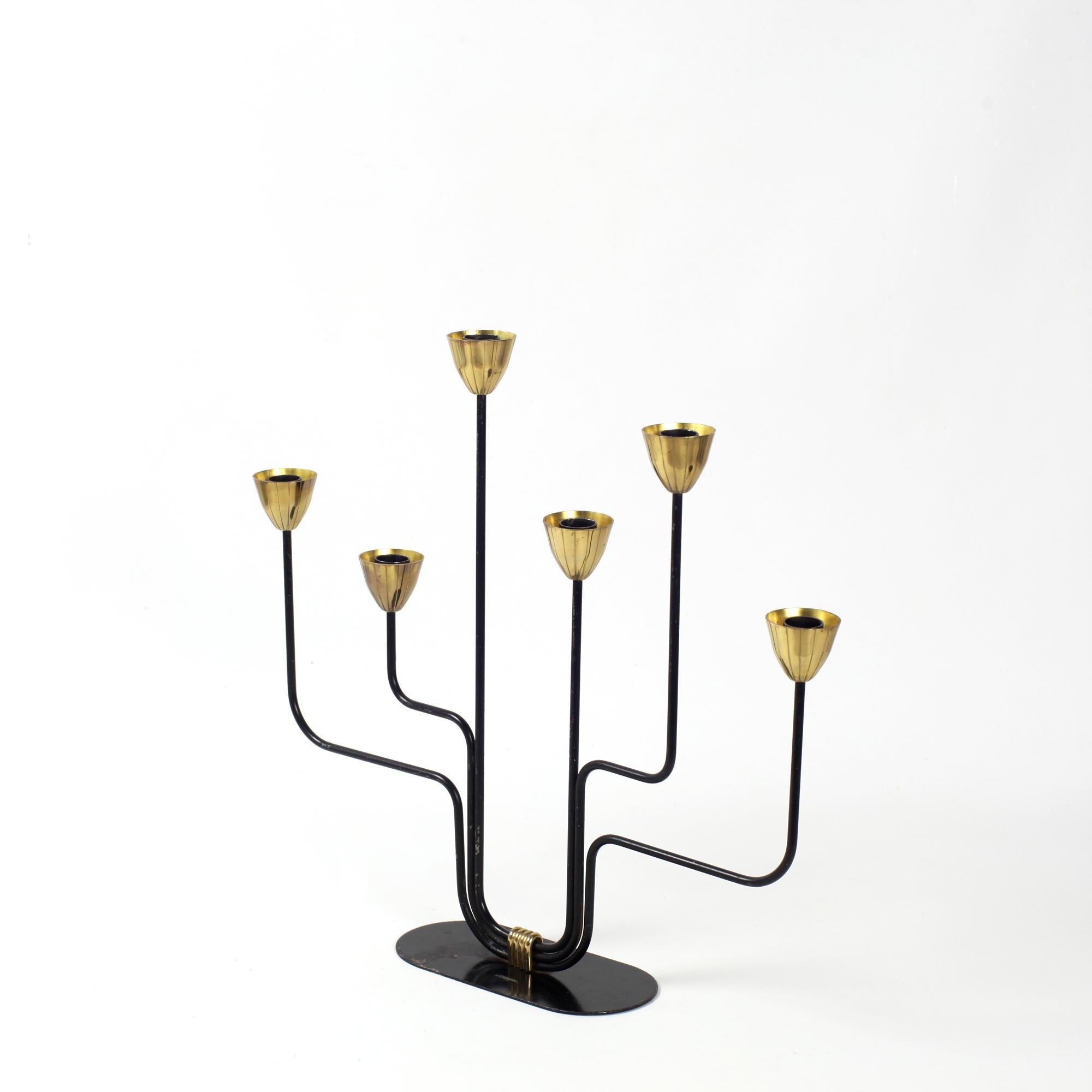 Suédois Grand candélabre Gunnar Ander pour Ystad Metall, Suède, années 1960 en vente