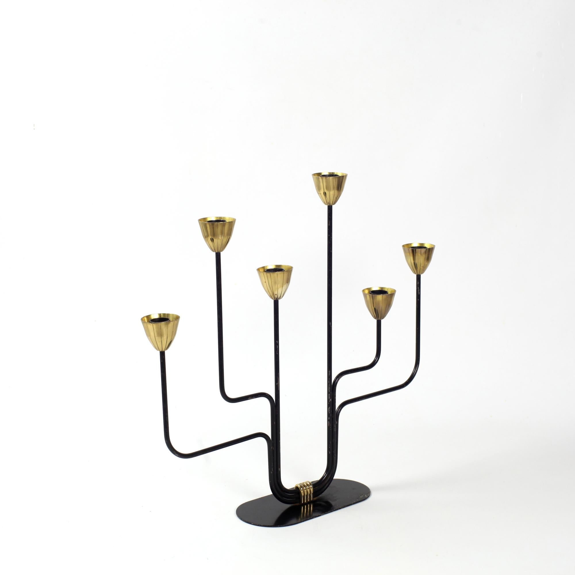 Grand candélabre Gunnar Ander pour Ystad Metall, Suède, années 1960 Bon état - En vente à Saint  Ouen, FR