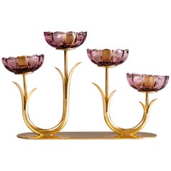 Gunnar Ander, Mid-Century Modern Brass Candleholder for Ystad Metall, Sweden