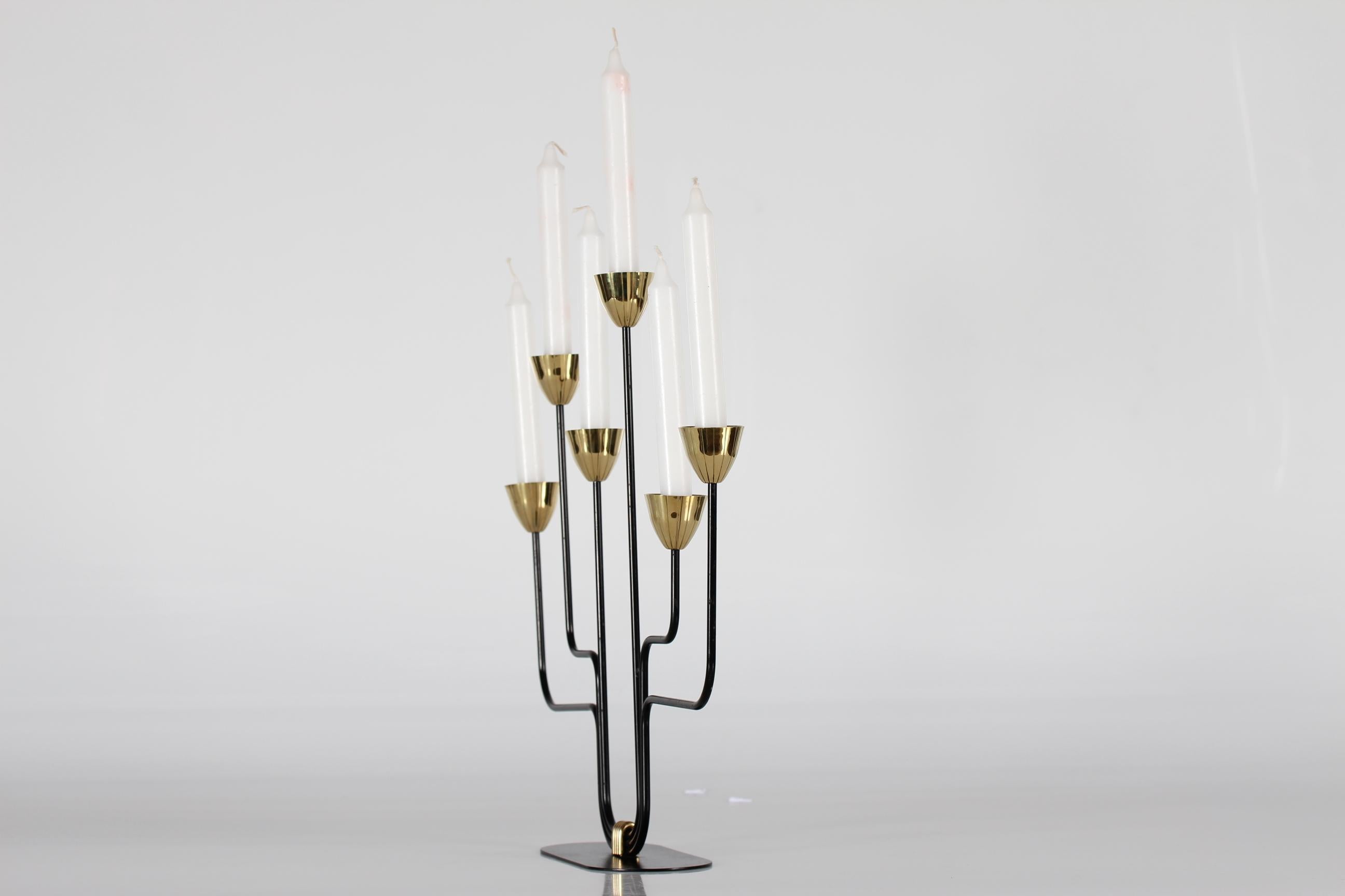 Swedish Large Gunnar Ander Sculptural Candelabra with 6 Arm by Ystad Metall Sweden 1960s For Sale