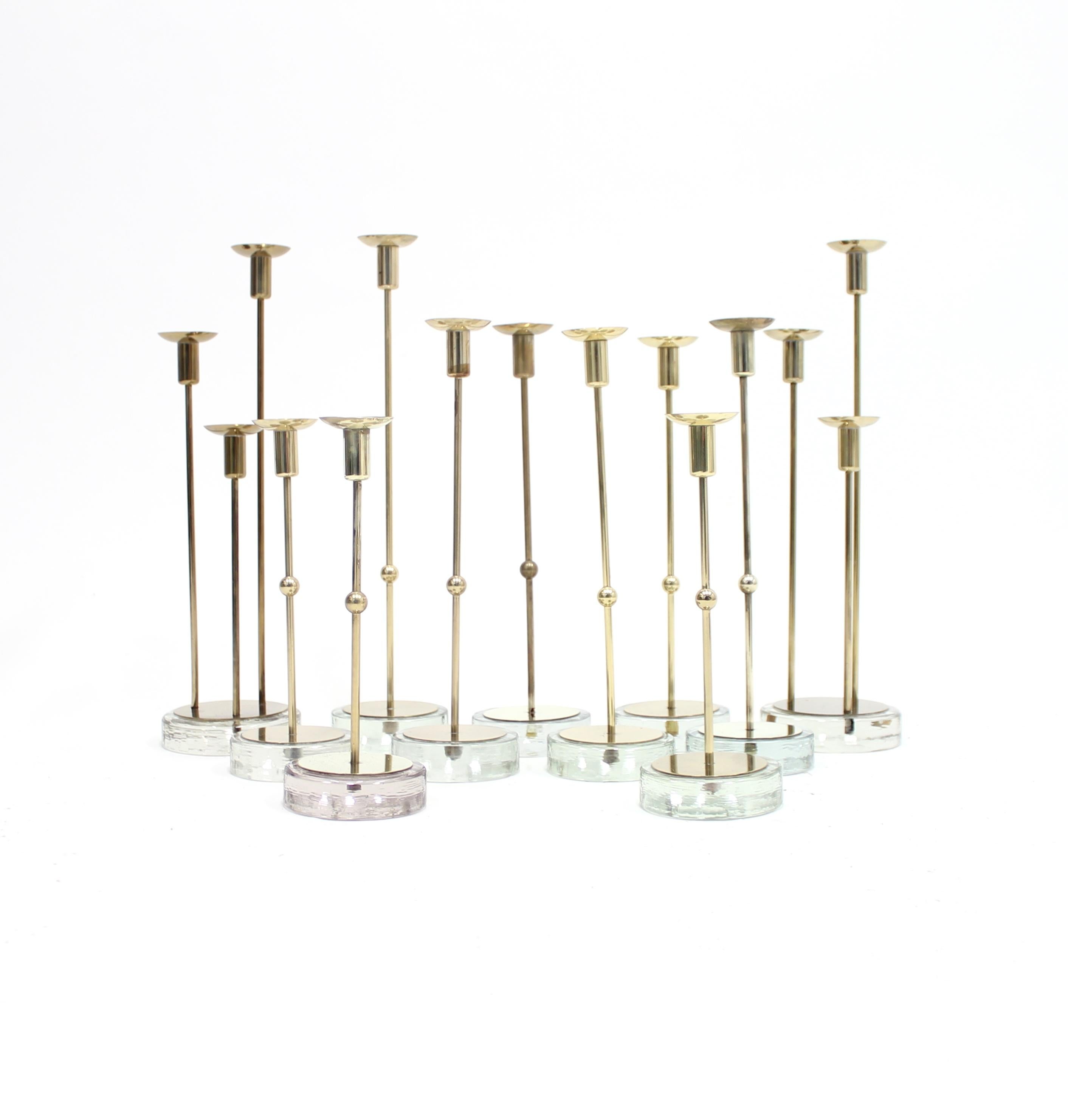 Swedish Gunnar Ander, Set of 11 Candleholders for Ystad Metall, 1960s