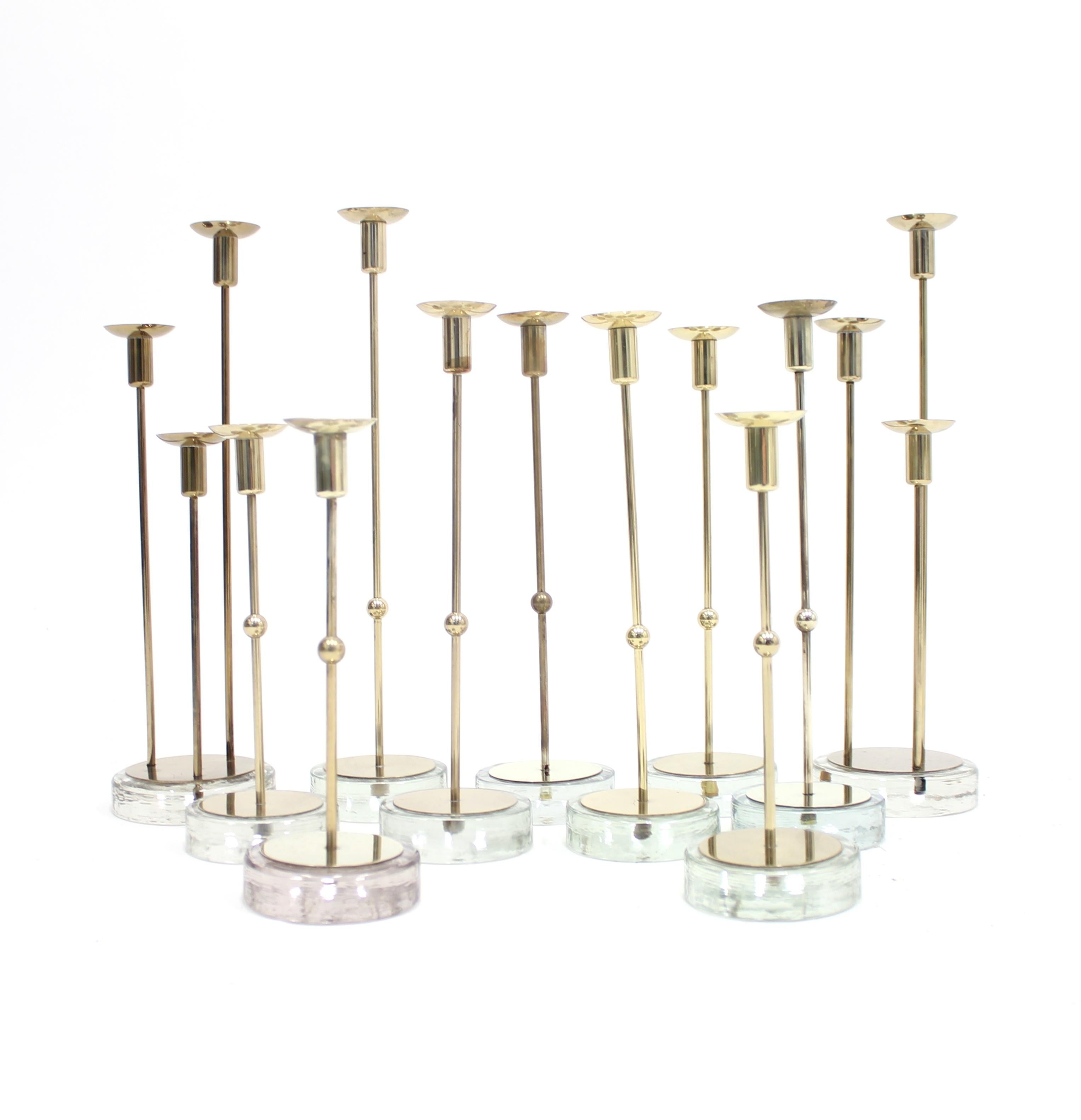 Gunnar Ander, Set of 11 Candleholders for Ystad Metall, 1960s In Good Condition In Uppsala, SE