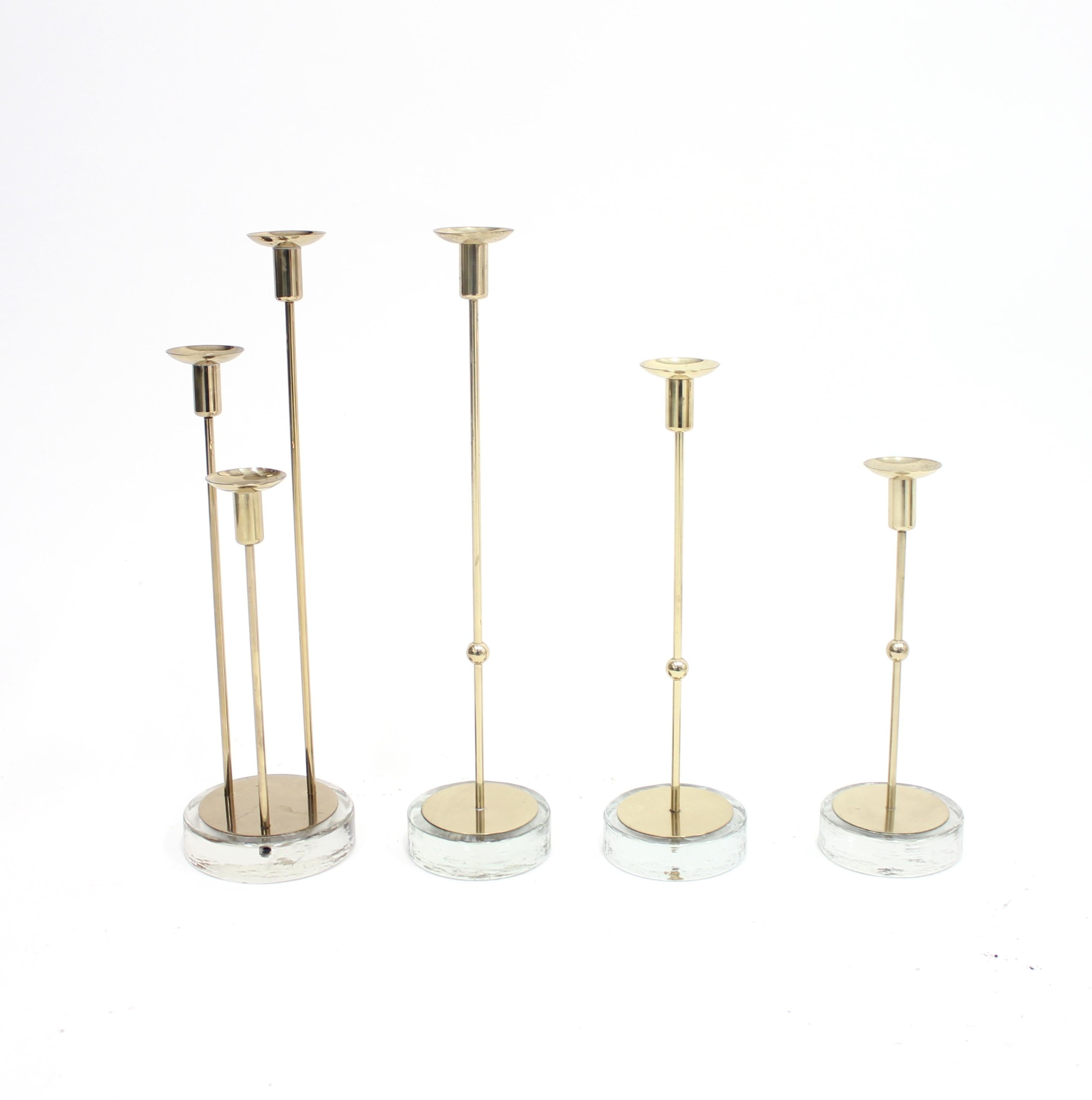 Brass Gunnar Ander, Set of 11 Candleholders for Ystad Metall, 1960s