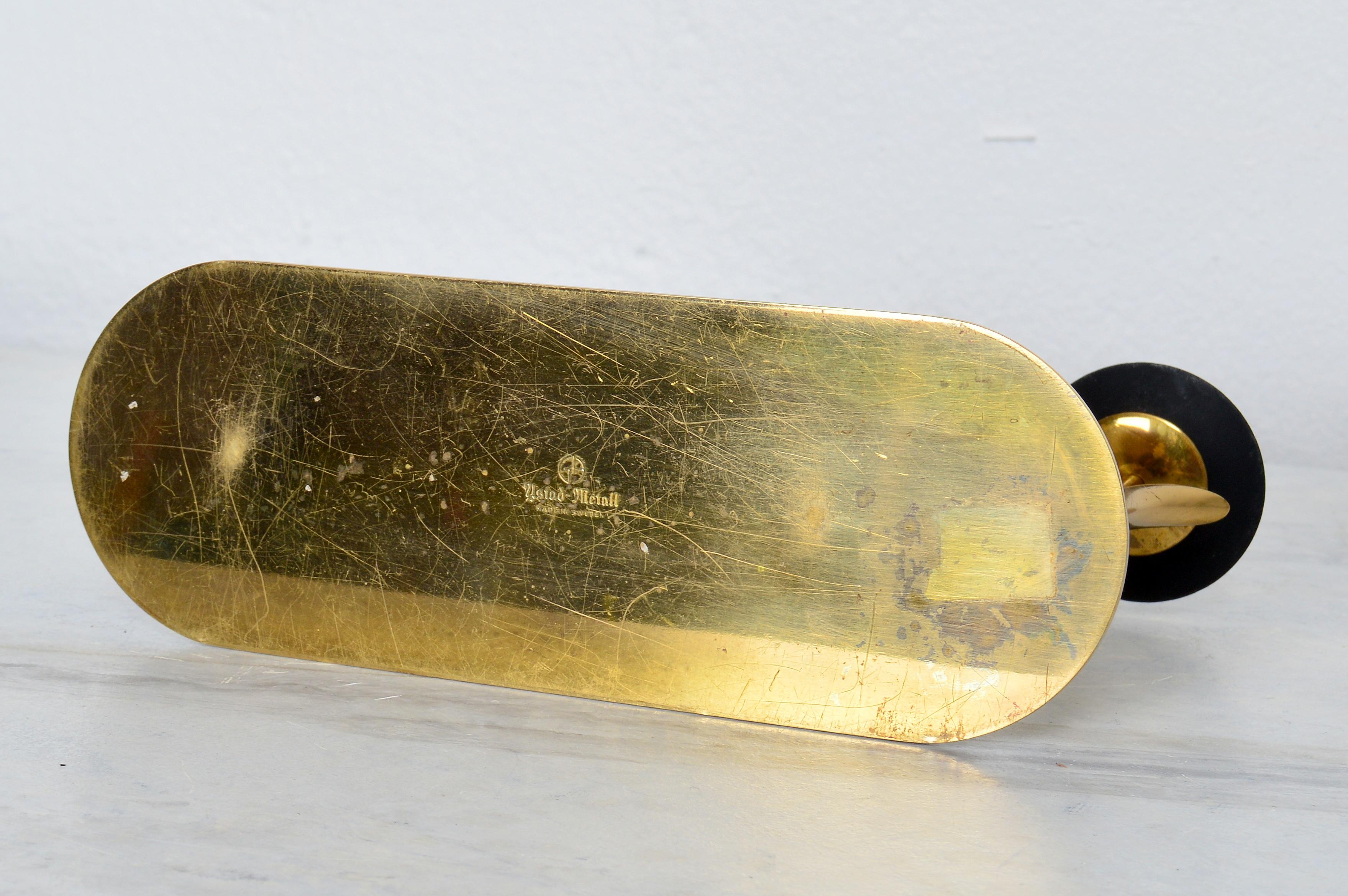 Gunnar Ander Pequeño Candelabro Latón Ystad Metall Suecia, Años 50 en venta 2
