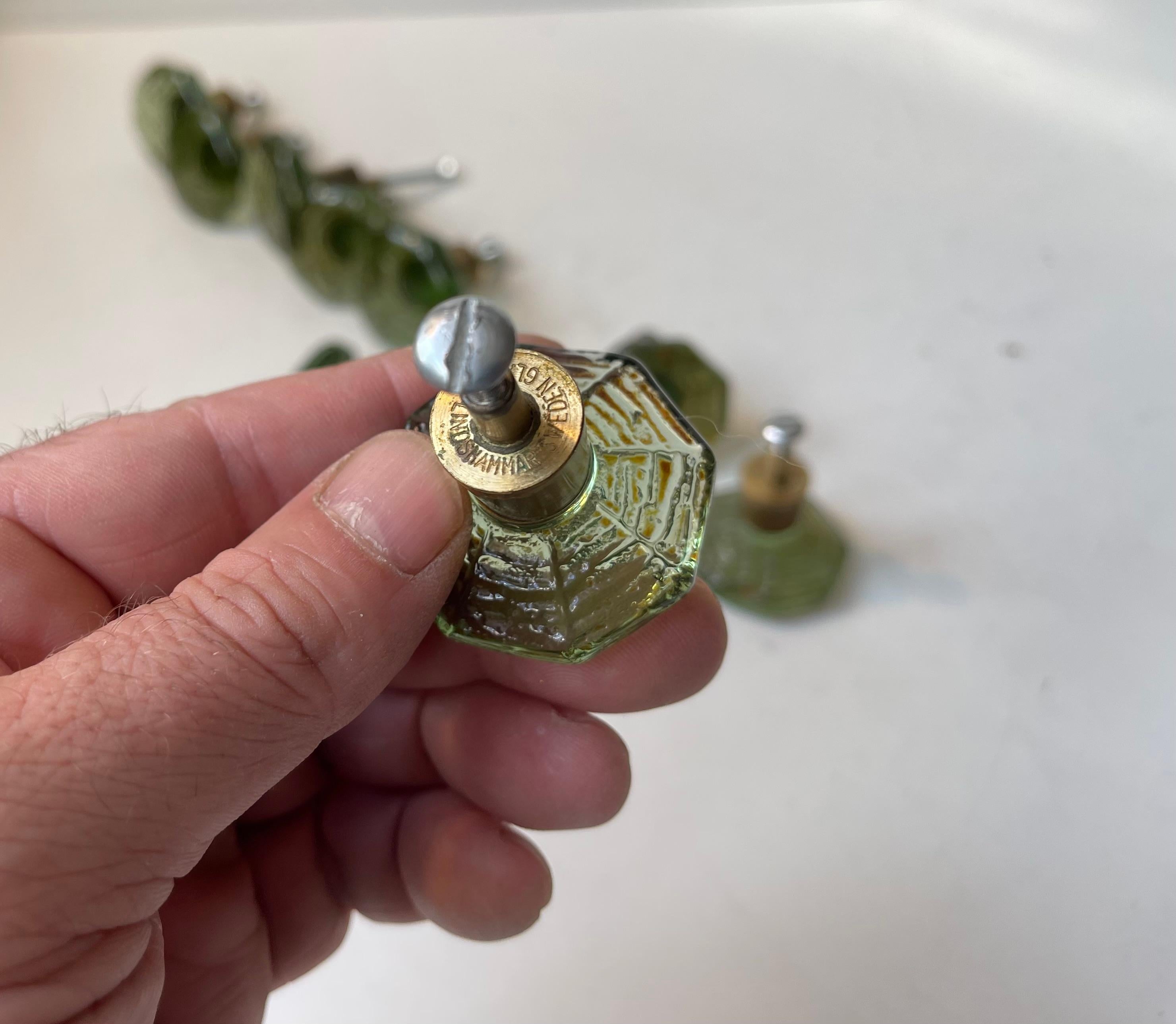 Brass Gunnar Ander Spiderweb Glass Knobs for Lindshammer Sweden, Set of 8