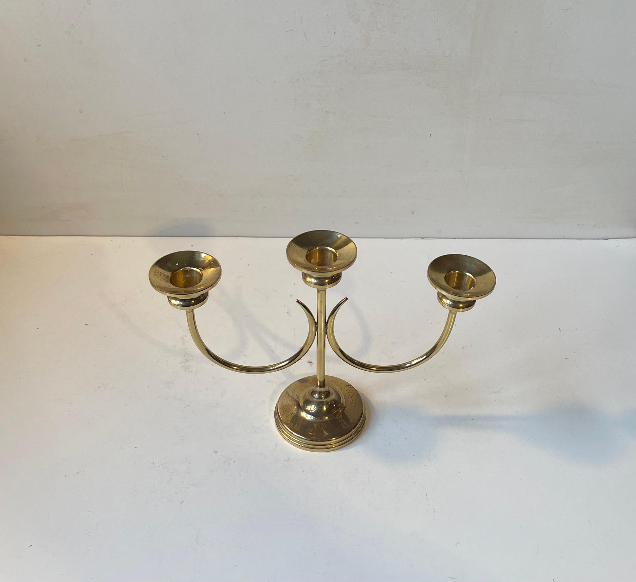 Scandinavian Modern Gunnar Ander Swedish Modern Candleholder in Brass, 1960s For Sale