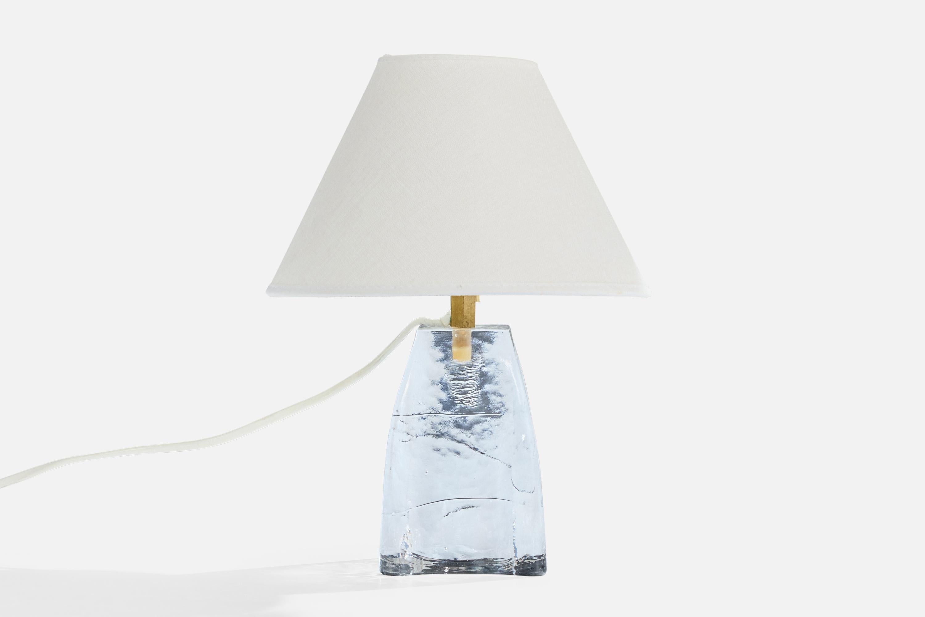 Mid-Century Modern Gunnar Ander, lampe de table, verre, laiton, Suède, années 1950 en vente