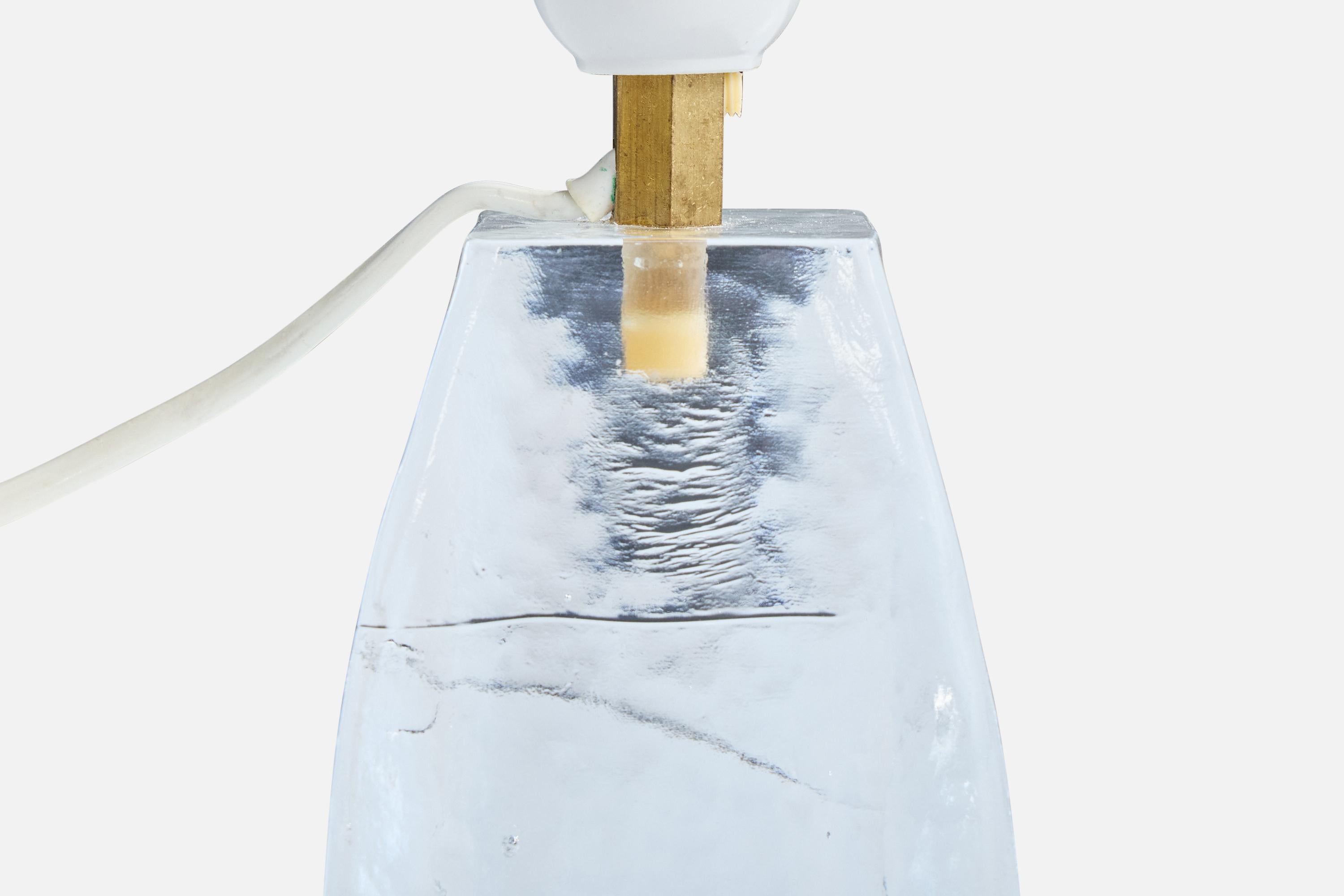Laiton Gunnar Ander, lampe de table, verre, laiton, Suède, années 1950 en vente