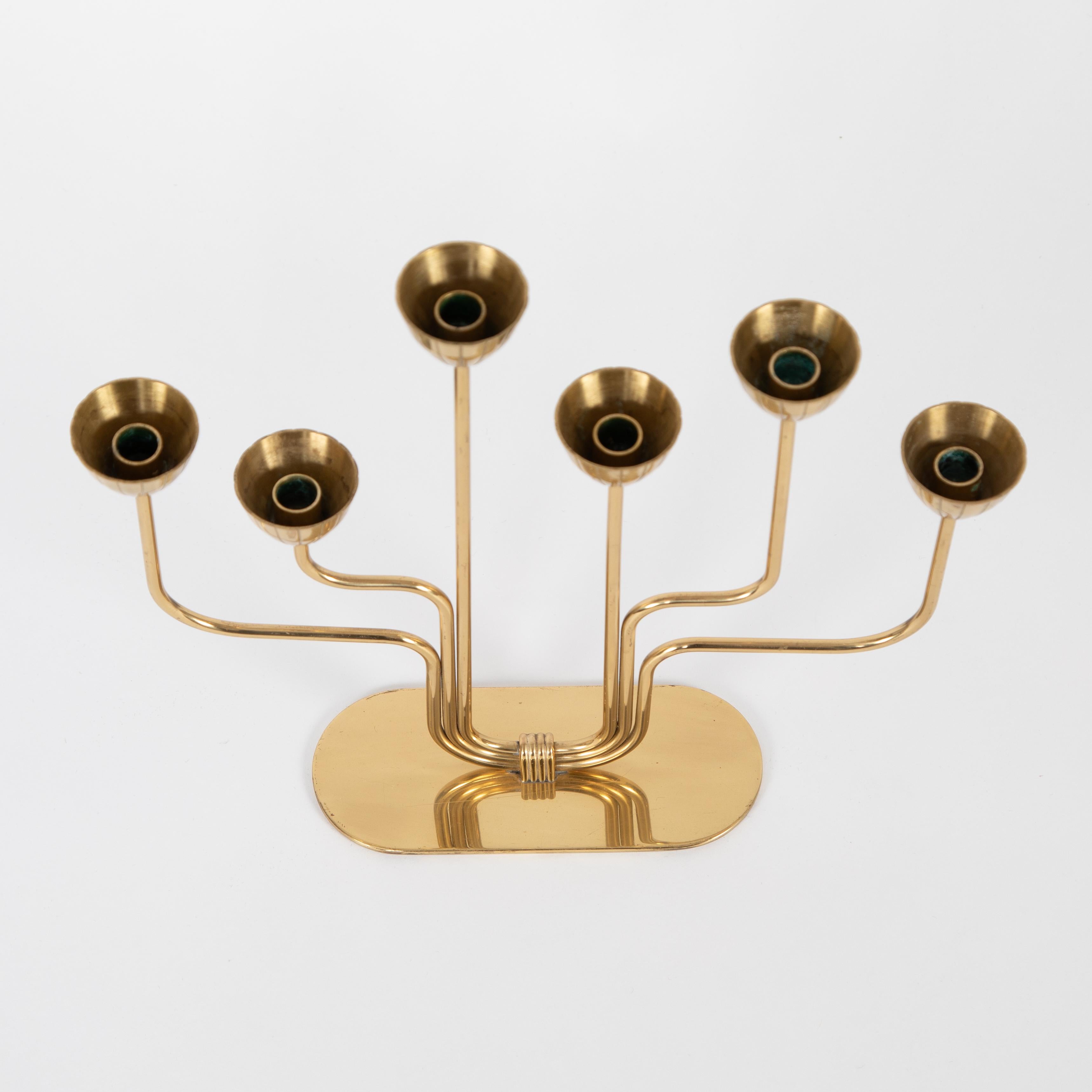 Polished Gunnar Andersen for Ystad-Metall Candelabrum in Brass, circa 1960s For Sale