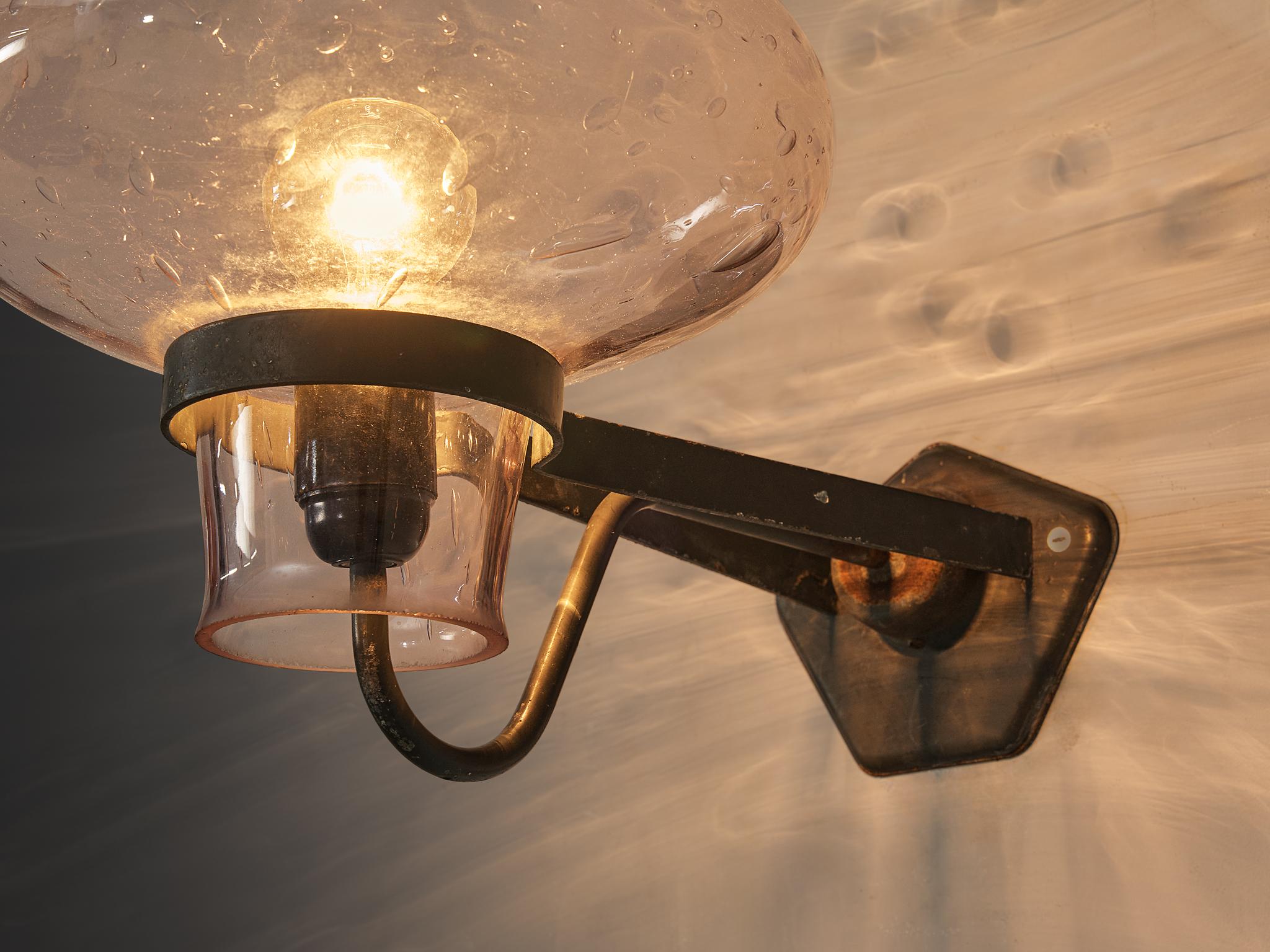 Gunnar Asplund pour ASEA Applique en verre soufflé et métal Bon état - En vente à Waalwijk, NL