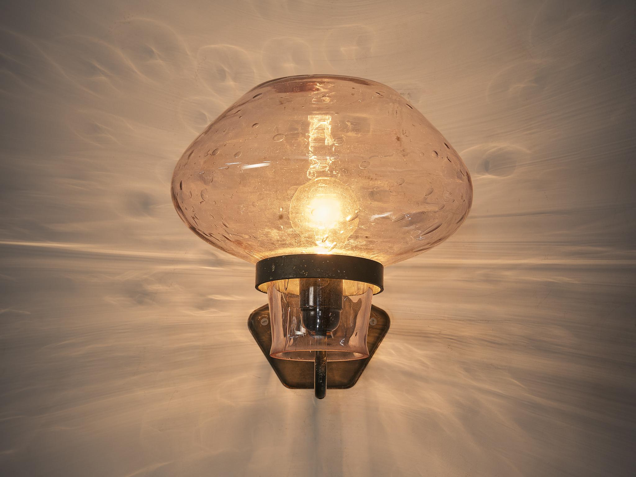 Métal Gunnar Asplund pour ASEA Applique en verre soufflé et métal en vente