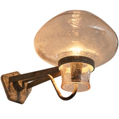Gunnar Asplund for ASEA Wall Light in Blown Glass and Metal
