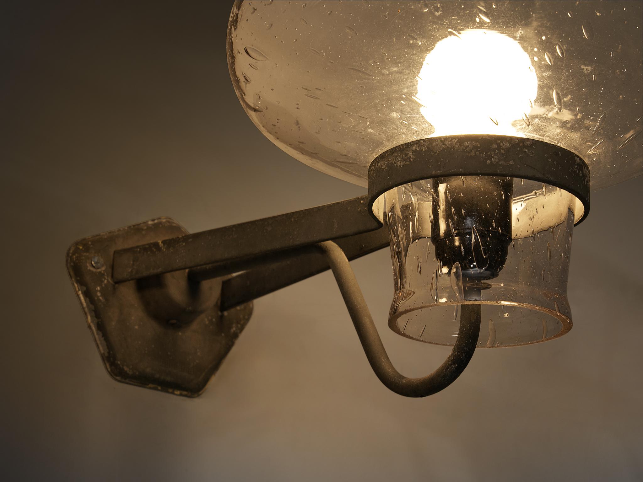 Art Deco Gunnar Asplund for ASEA Wall Lights in Blown Glass and Metal For Sale