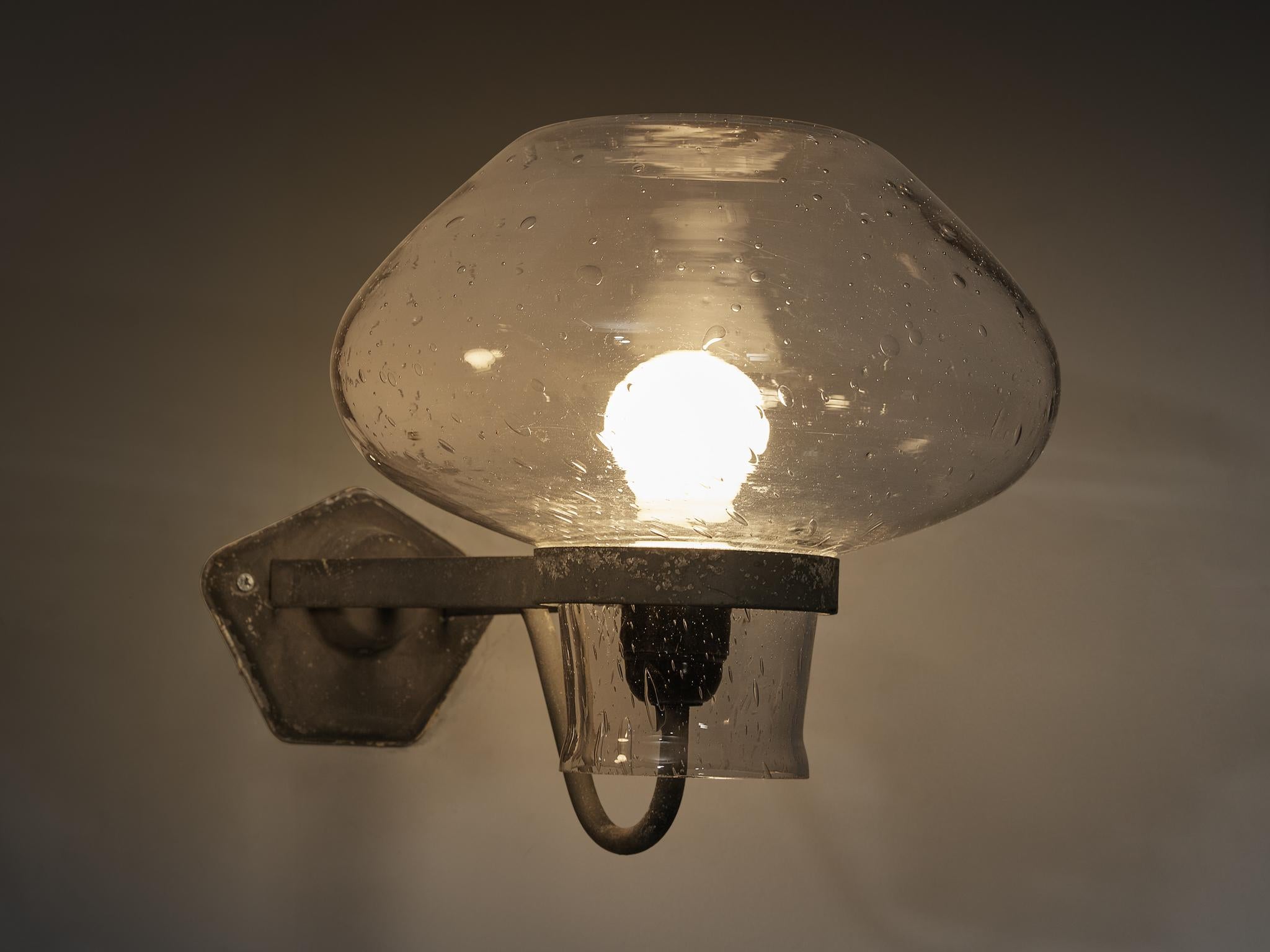 Gunnar Asplund for ASEA Wall Lights in Blown Glass and Metal For Sale 1