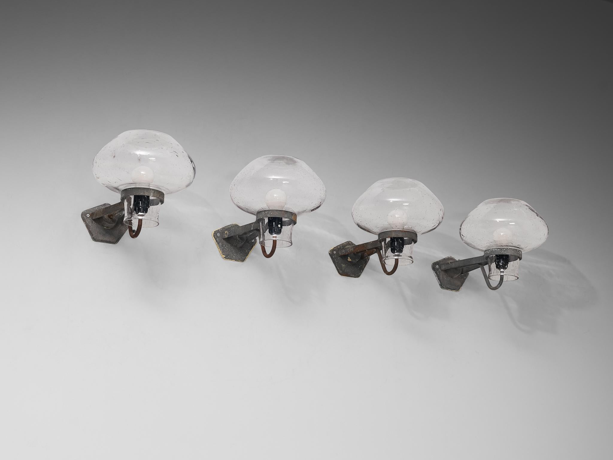 Gunnar Asplund for ASEA Wall Lights in Blown Glass and Metal For Sale 3