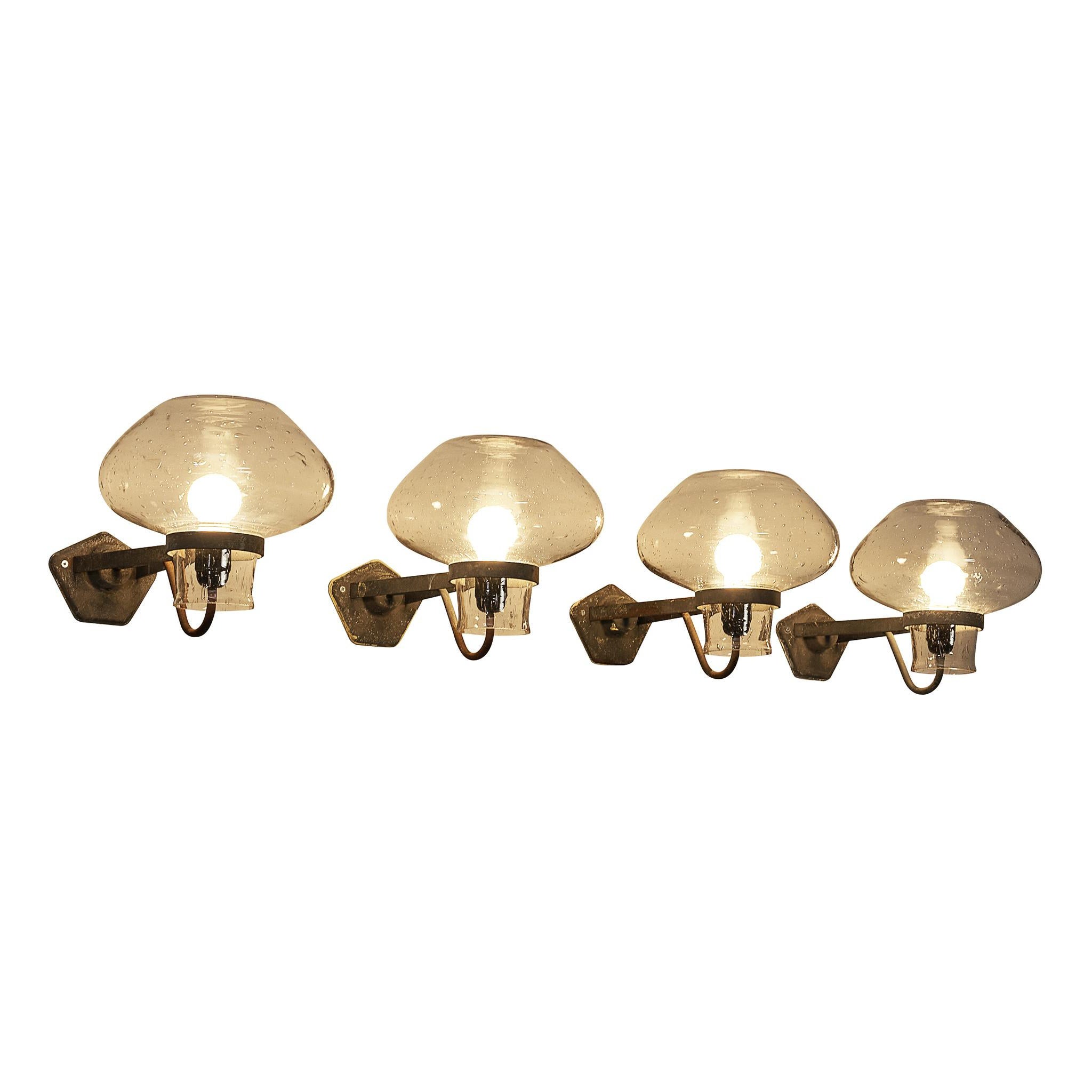 Gunnar Asplund para ASEA Apliques de cristal soplado y metal