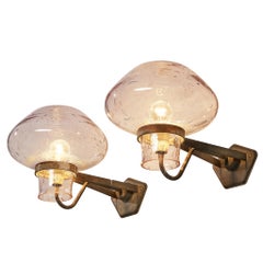 Gunnar Asplund per ASEA Luci da parete in vetro soffiato e metallo