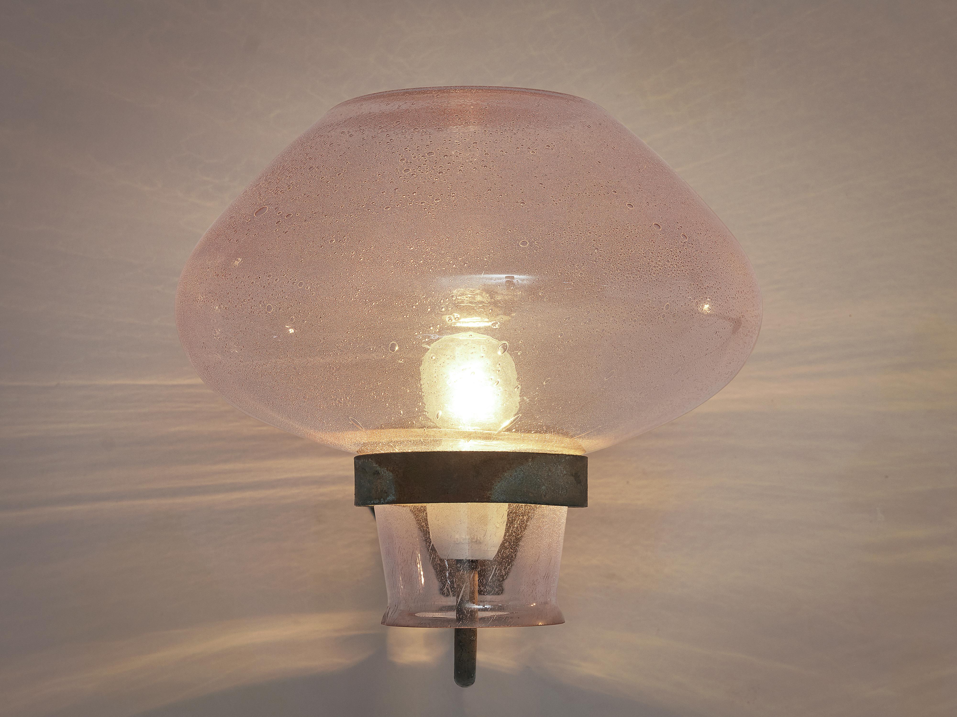 Gunnar Asplund Pair of Large Wall Lights Model 641 in Soft Pink Glass, 1930s In Good Condition In Waalwijk, NL