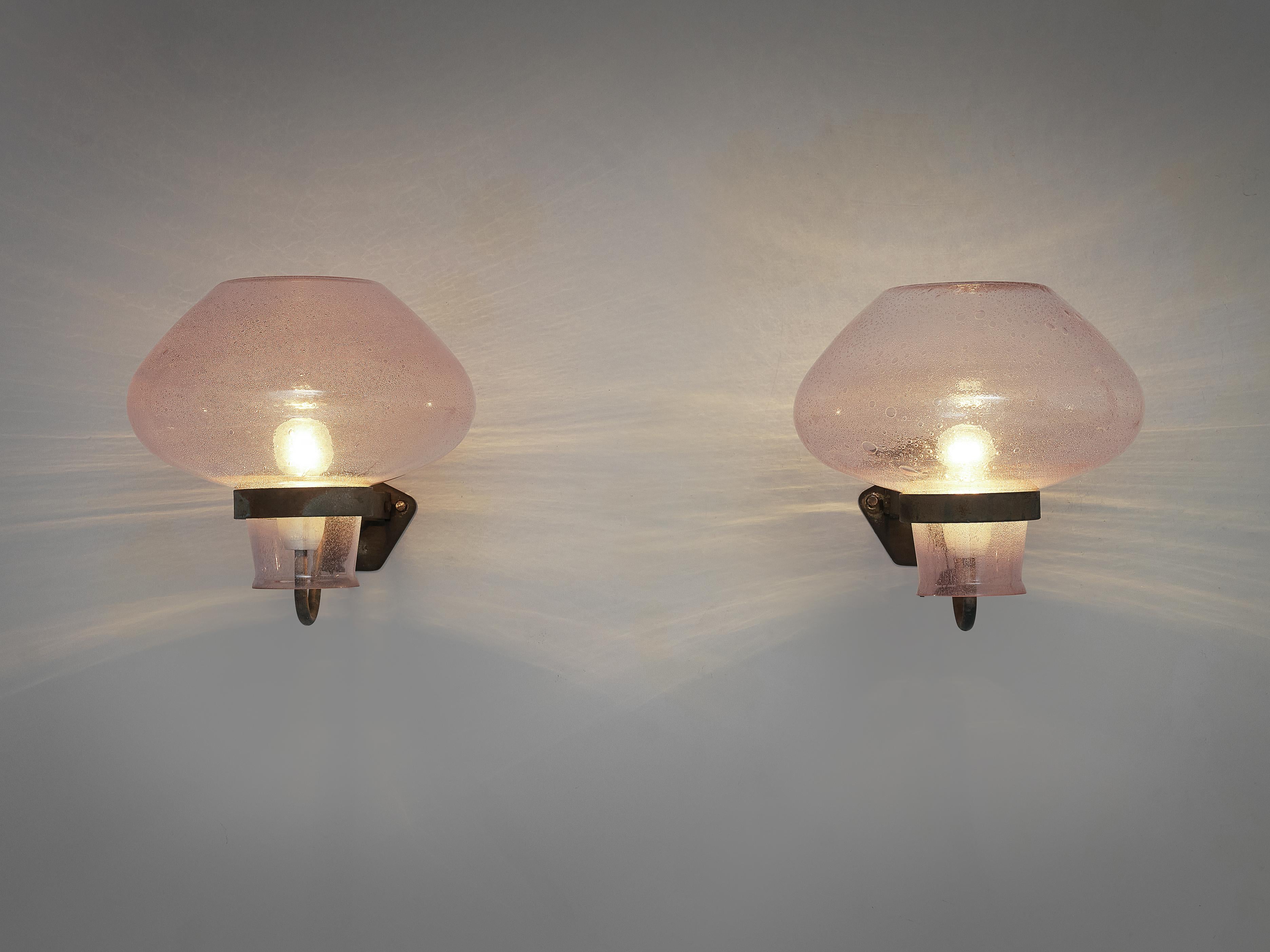 Gunnar Asplund Pair of Large Wall Lights Model 641 in Soft Pink Glass, 1930s 1