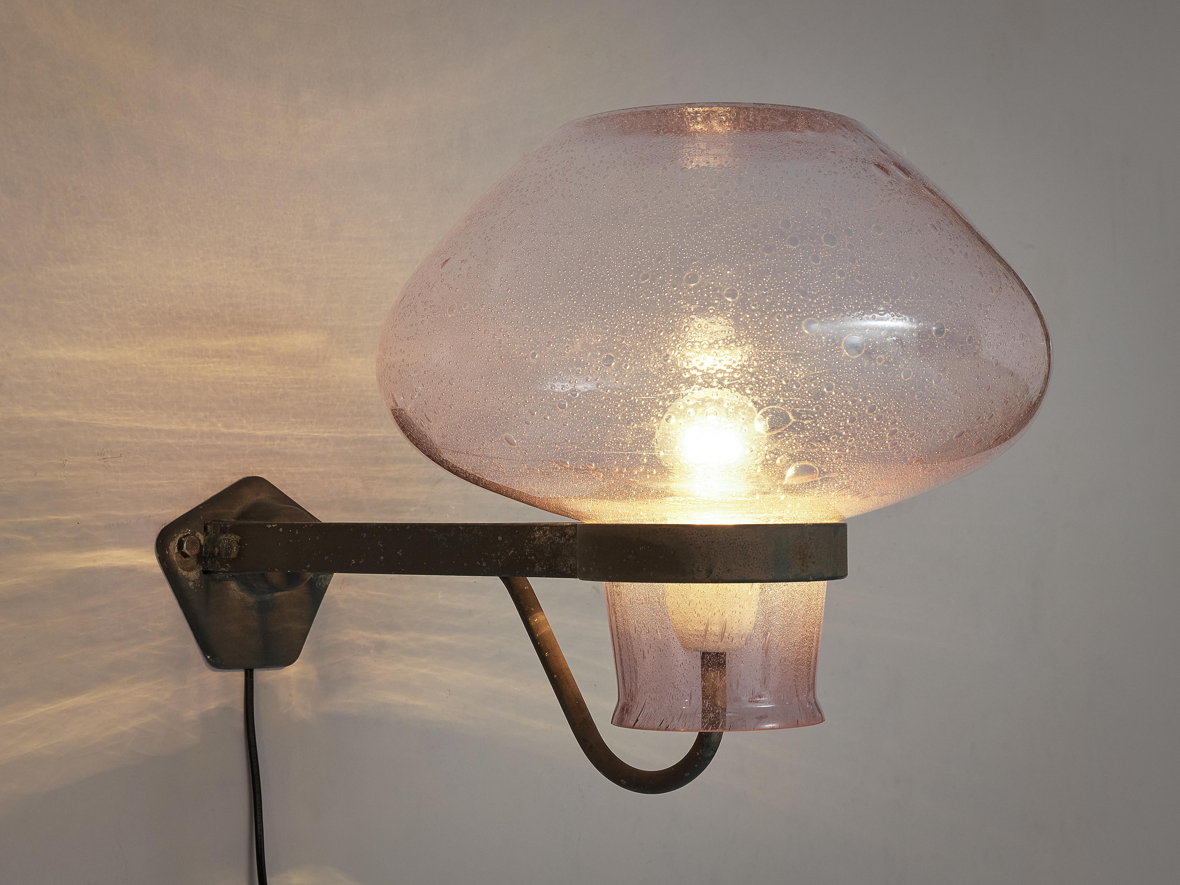 Gunnar Asplund Pair of Large Wall Lights Model 641 in Soft Pink Glass, 1930s 2
