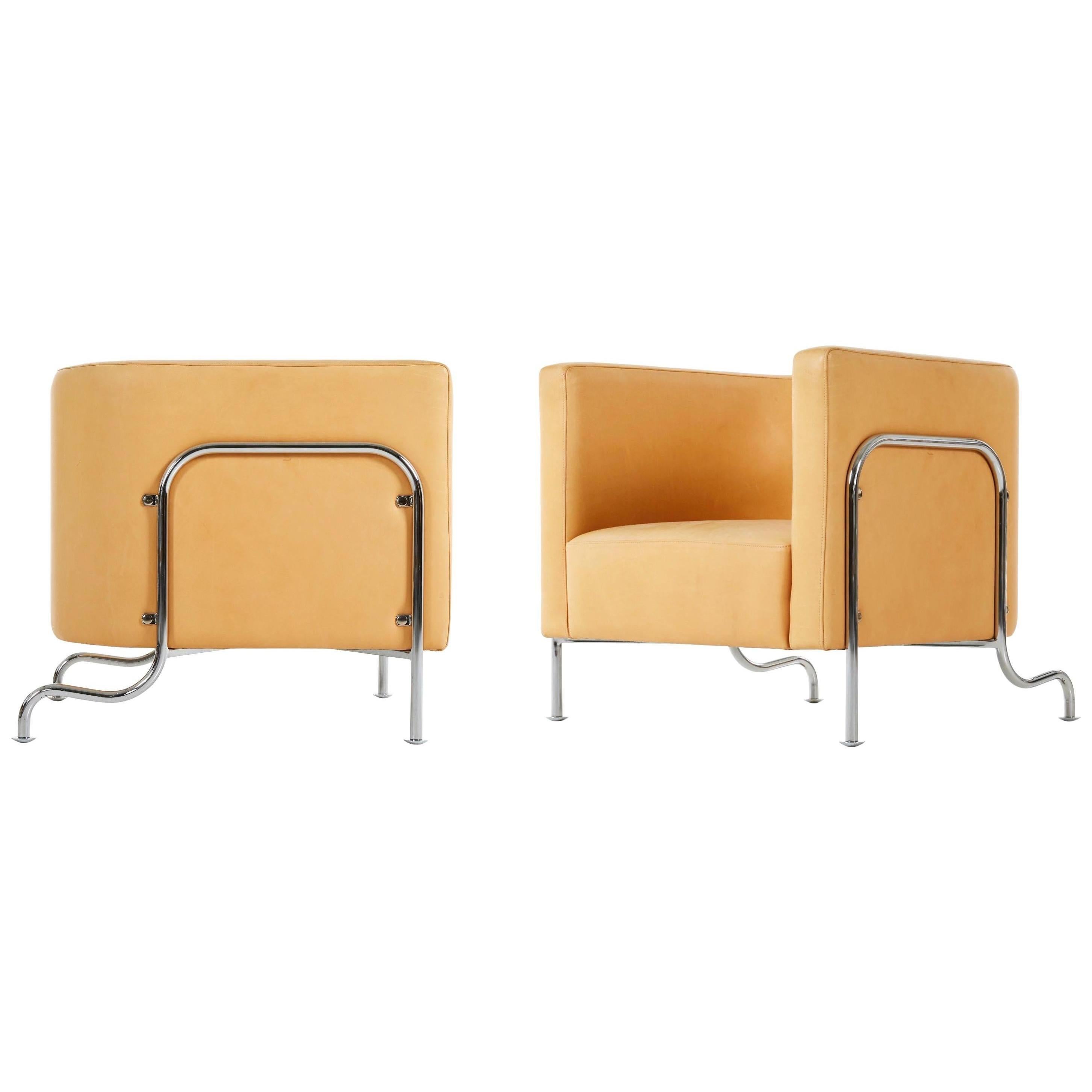 Gunnar Asplund Pair of Leather Lounge Chairs