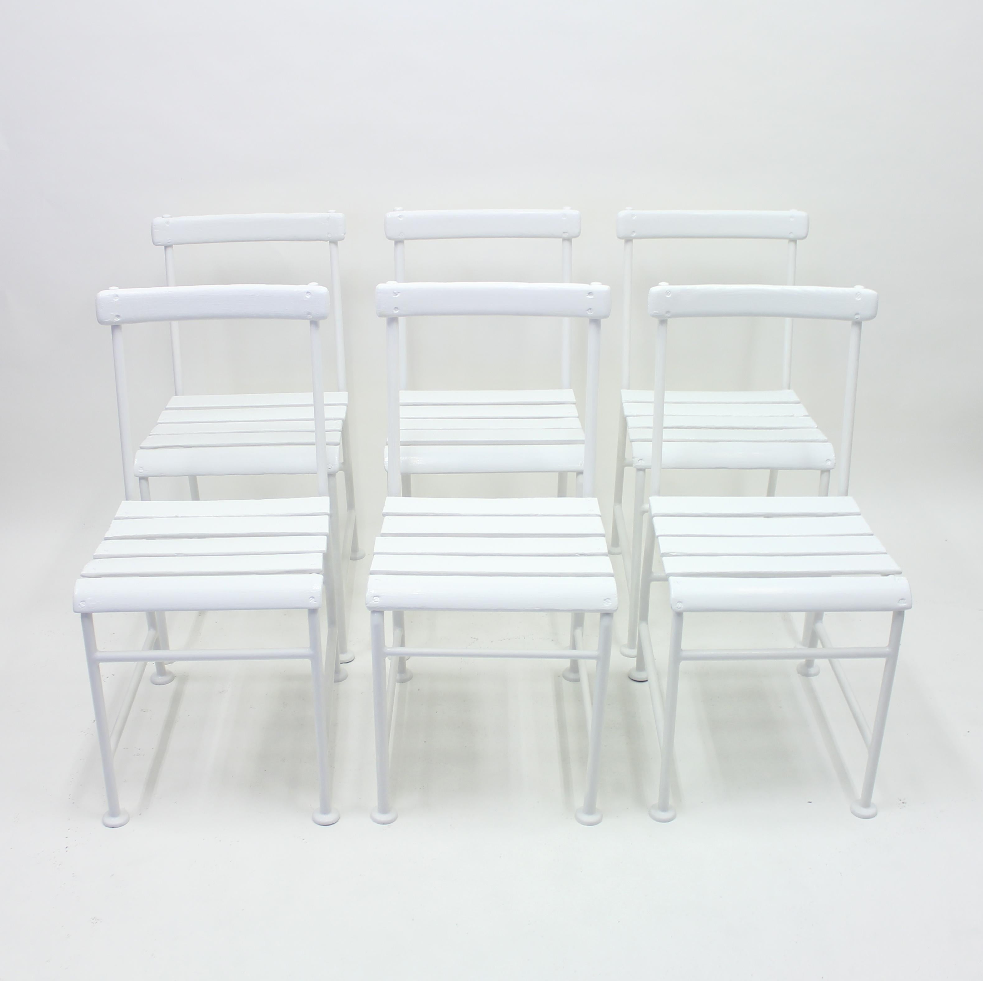 Set of 6 chairs designed by Swedish architect Gunnar Asplund for Iwan B. Giertz in Flen, Sweden, 1930s. This model was shown on the 1930 Stockholm Exhibition. Mainly at the outdoor 