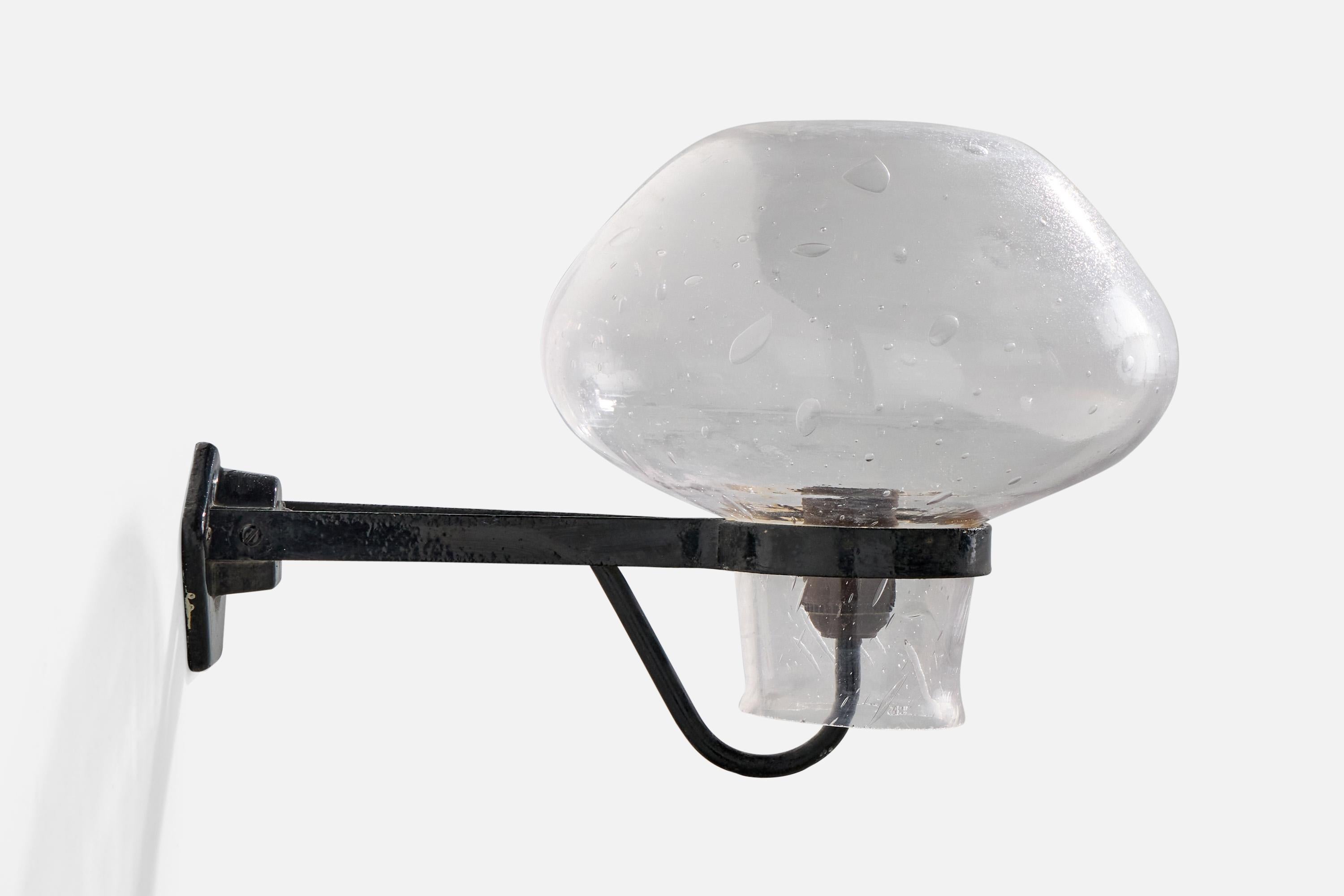 Swedish Gunnar Asplund, Wall Light, Iron, Glass, Sweden, 1940s For Sale