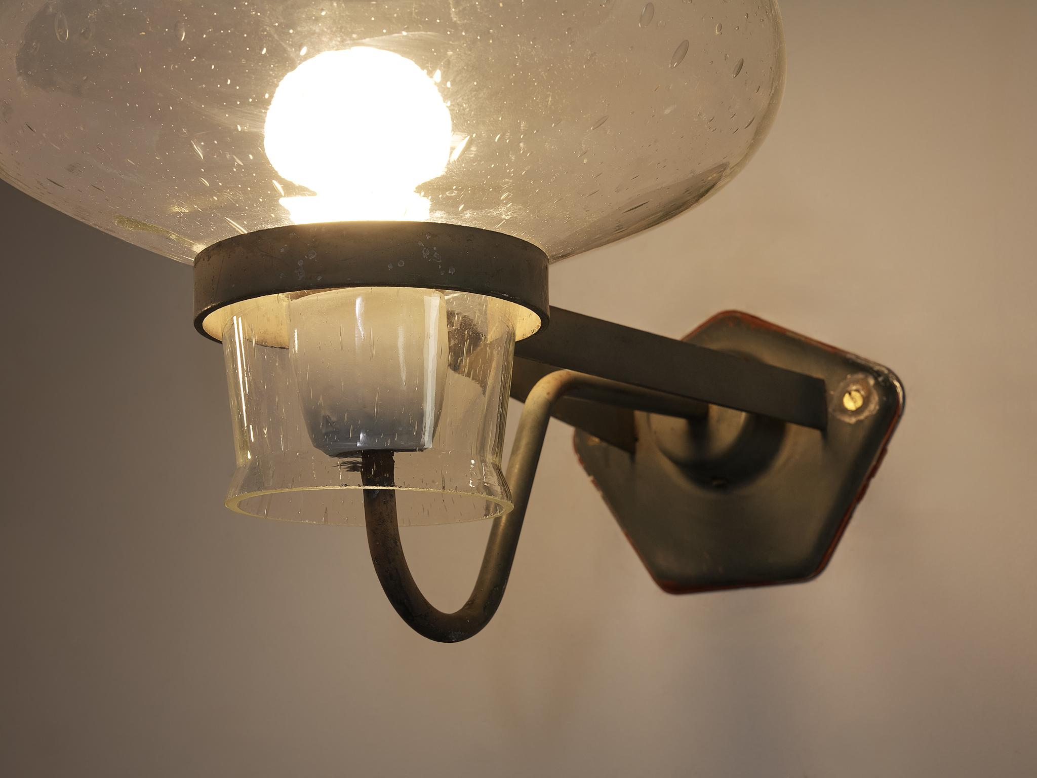 Gunnar Asplund for ASEA Wall Lights in Blown Glass and Metal 1940s In Good Condition In Waalwijk, NL
