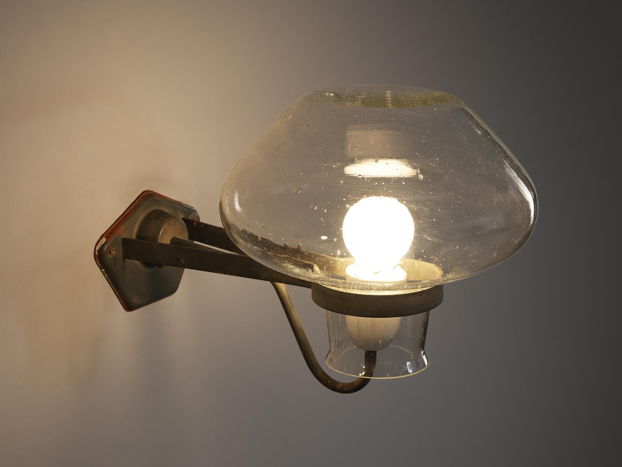 Gunnar Asplund for ASEA Wall Lights in Blown Glass and Metal 1940s 1