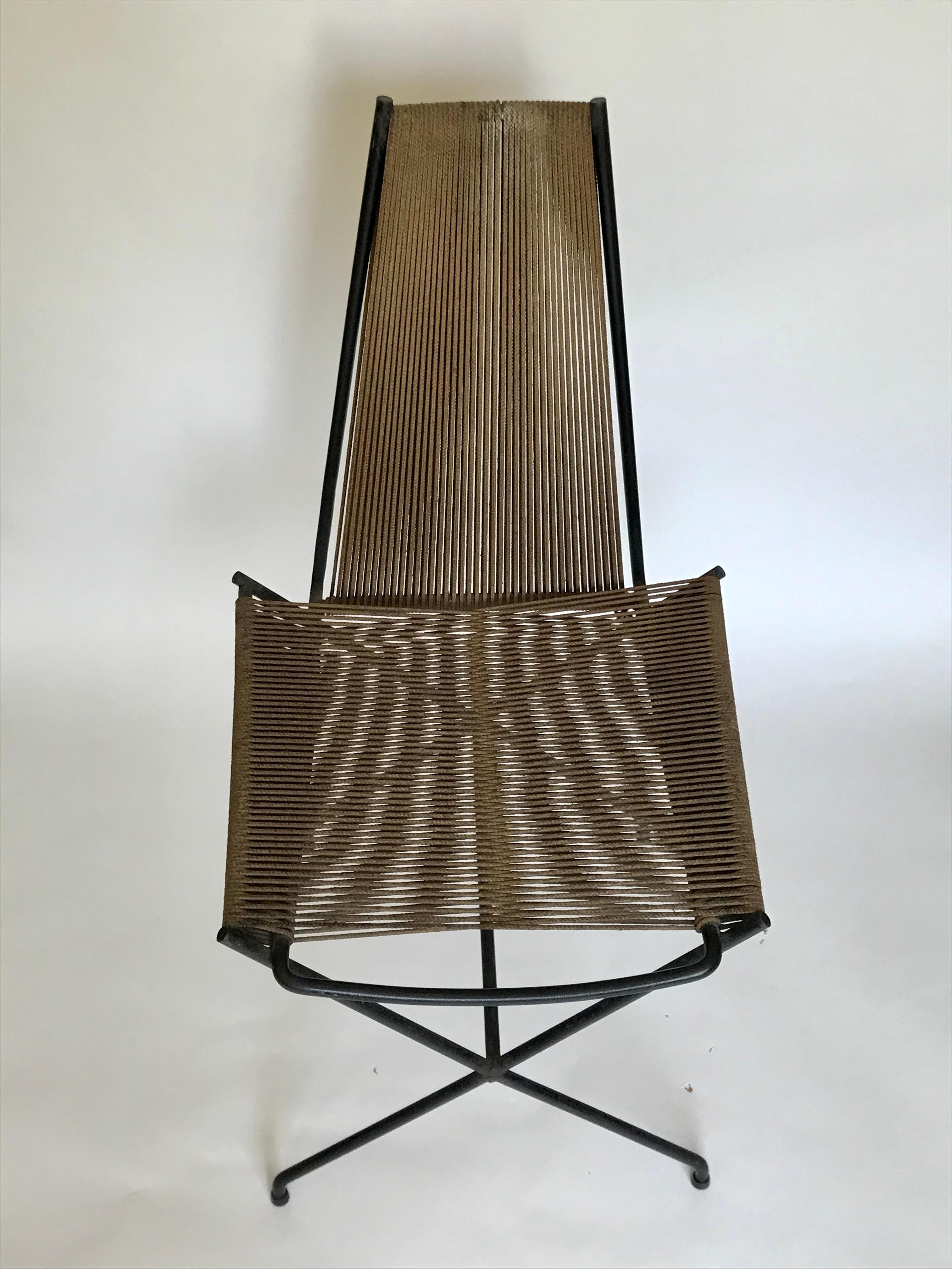 Gunnar Birkerts Architectural Iron + String Chair, 20th Century 5