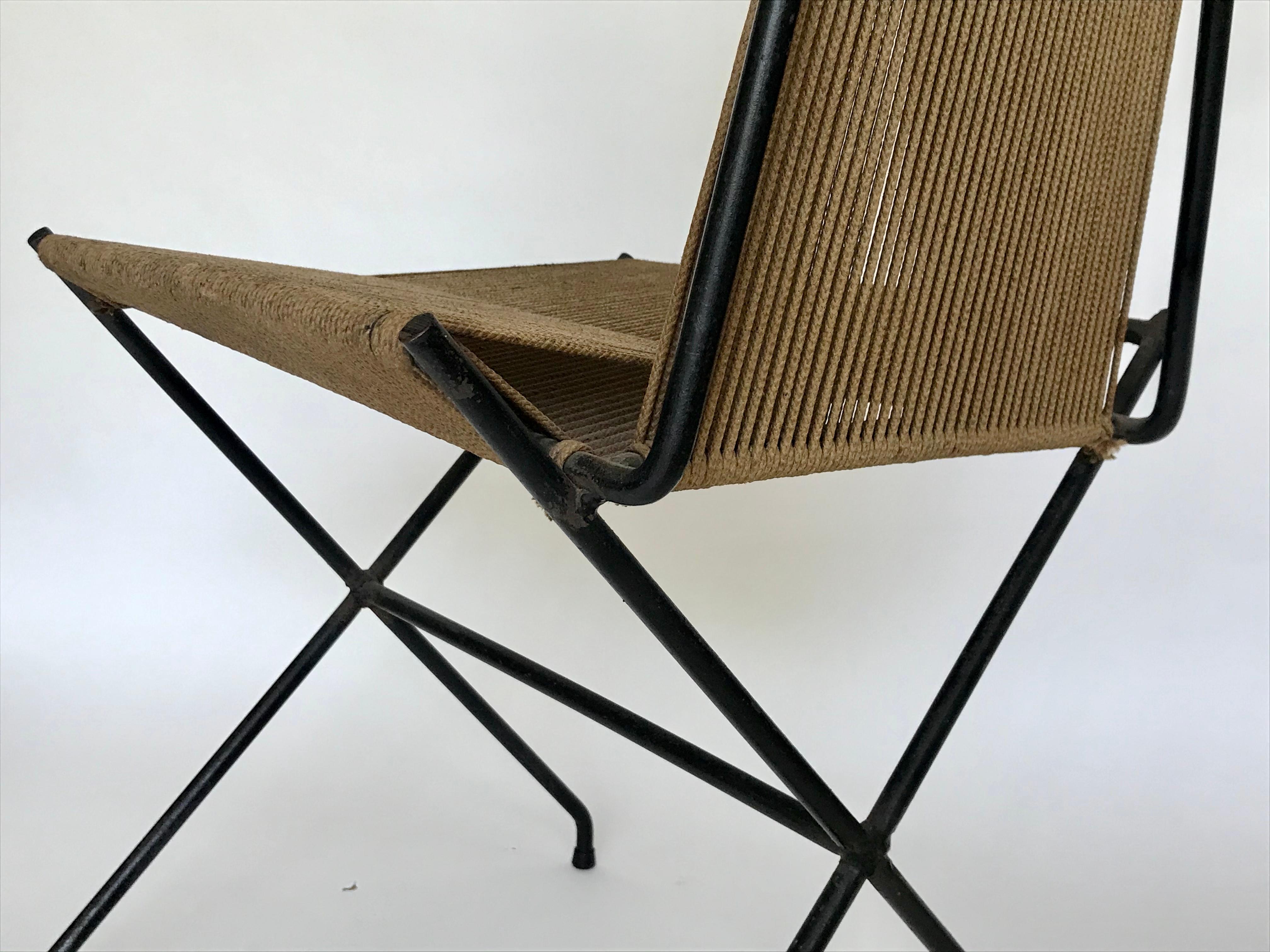 Gunnar Birkerts Architectural Iron + String Chair, 20th Century 10