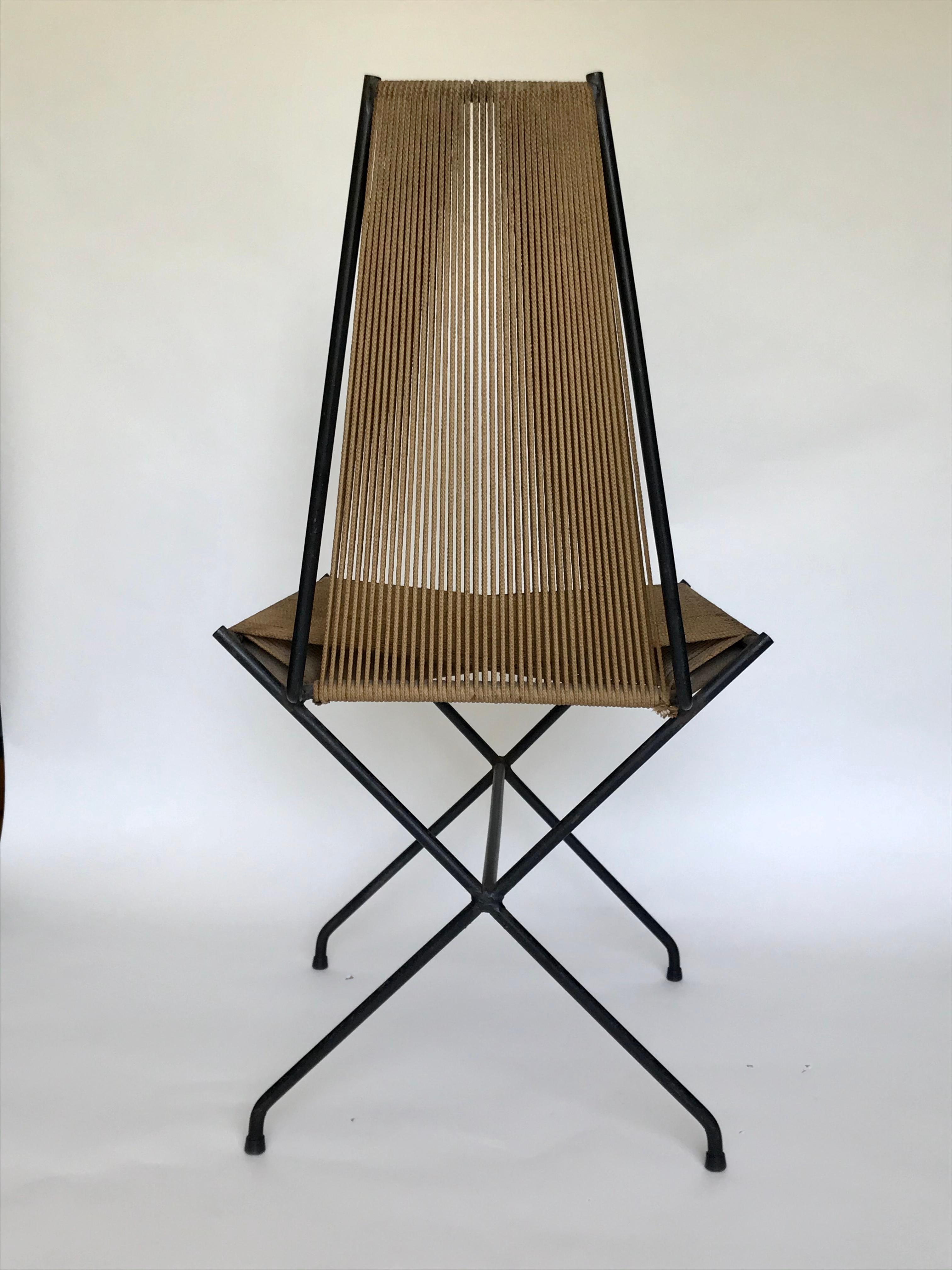 Gunnar Birkerts Architectural Iron + String Chair, 20th Century 12