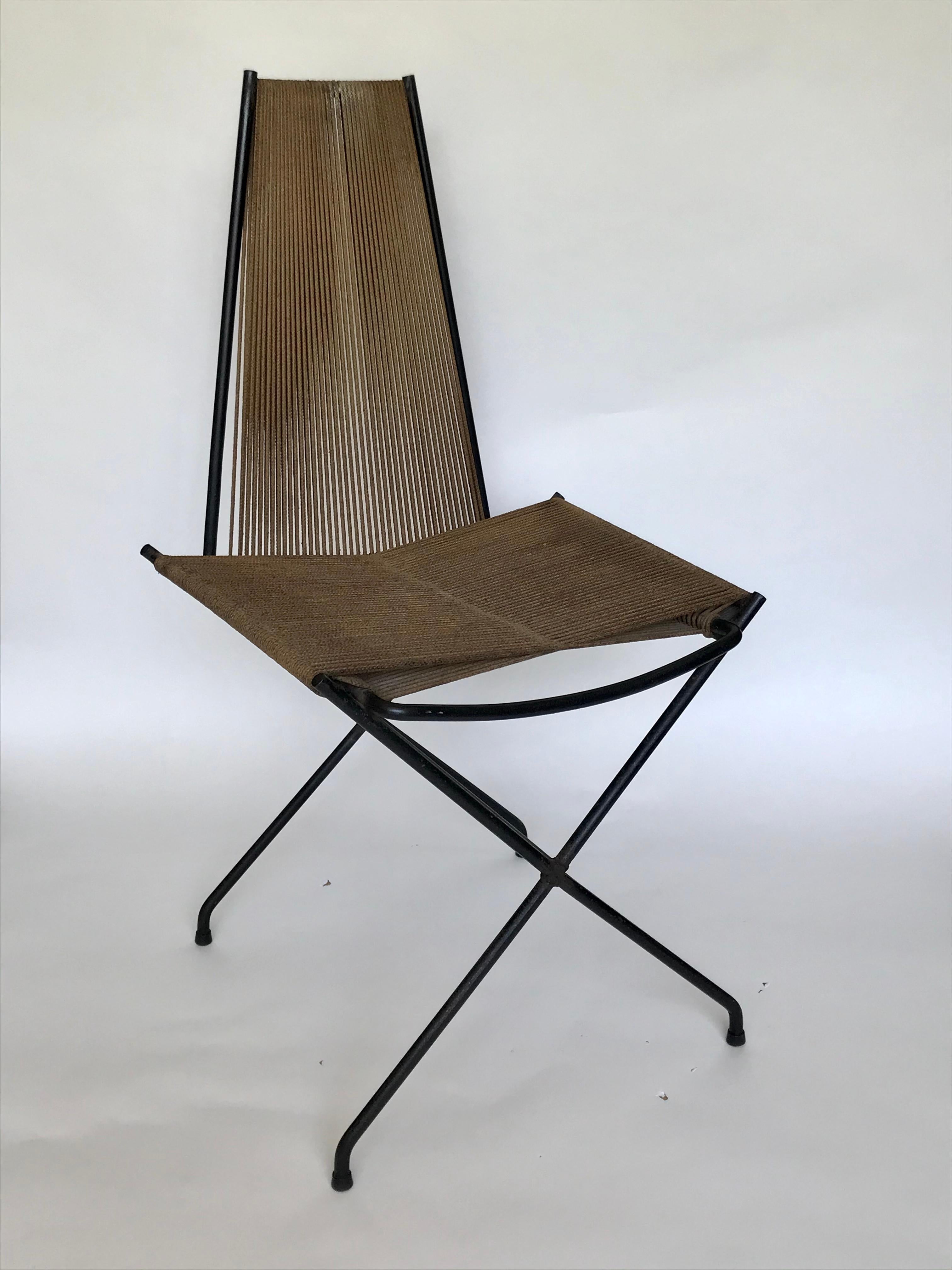 American Gunnar Birkerts Architectural Iron + String Chair, 20th Century