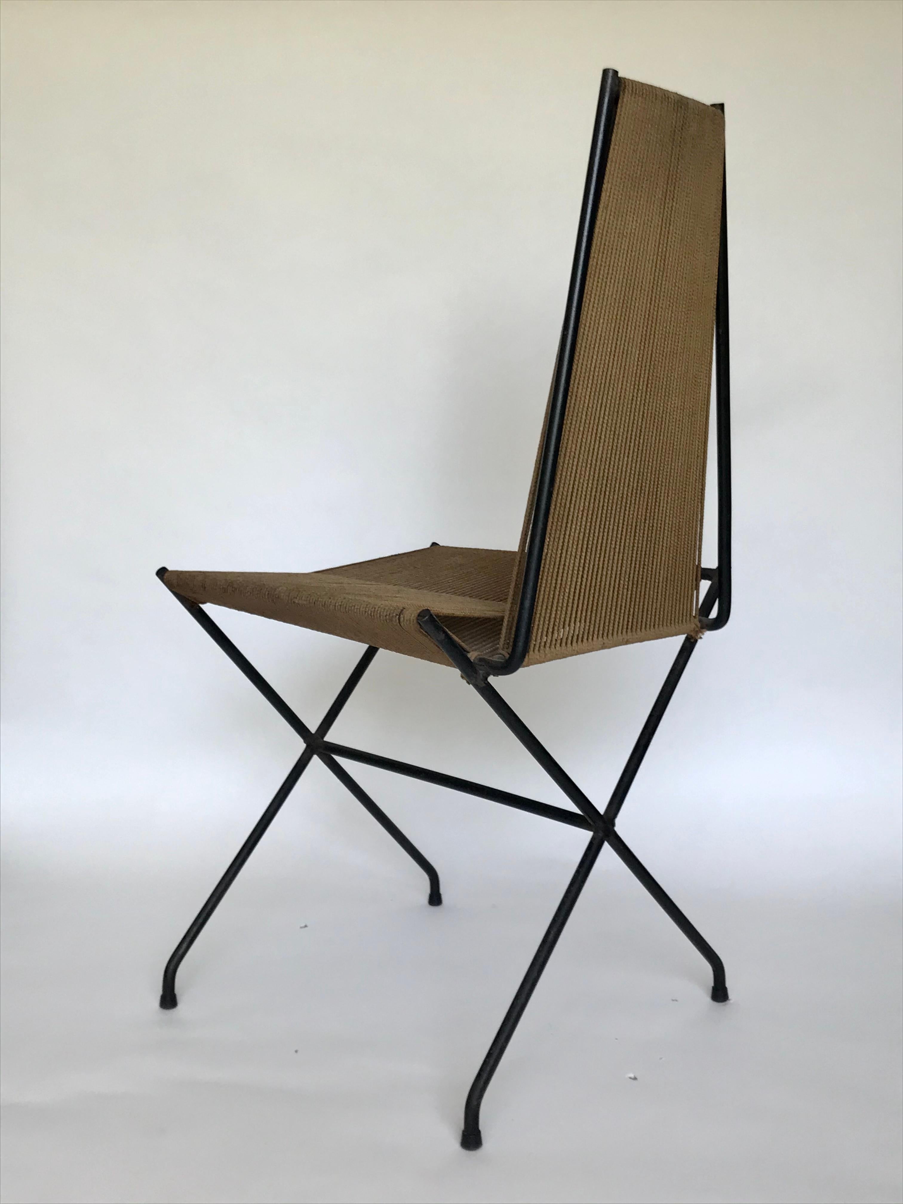 Metalwork Gunnar Birkerts Architectural Iron + String Chair, 20th Century