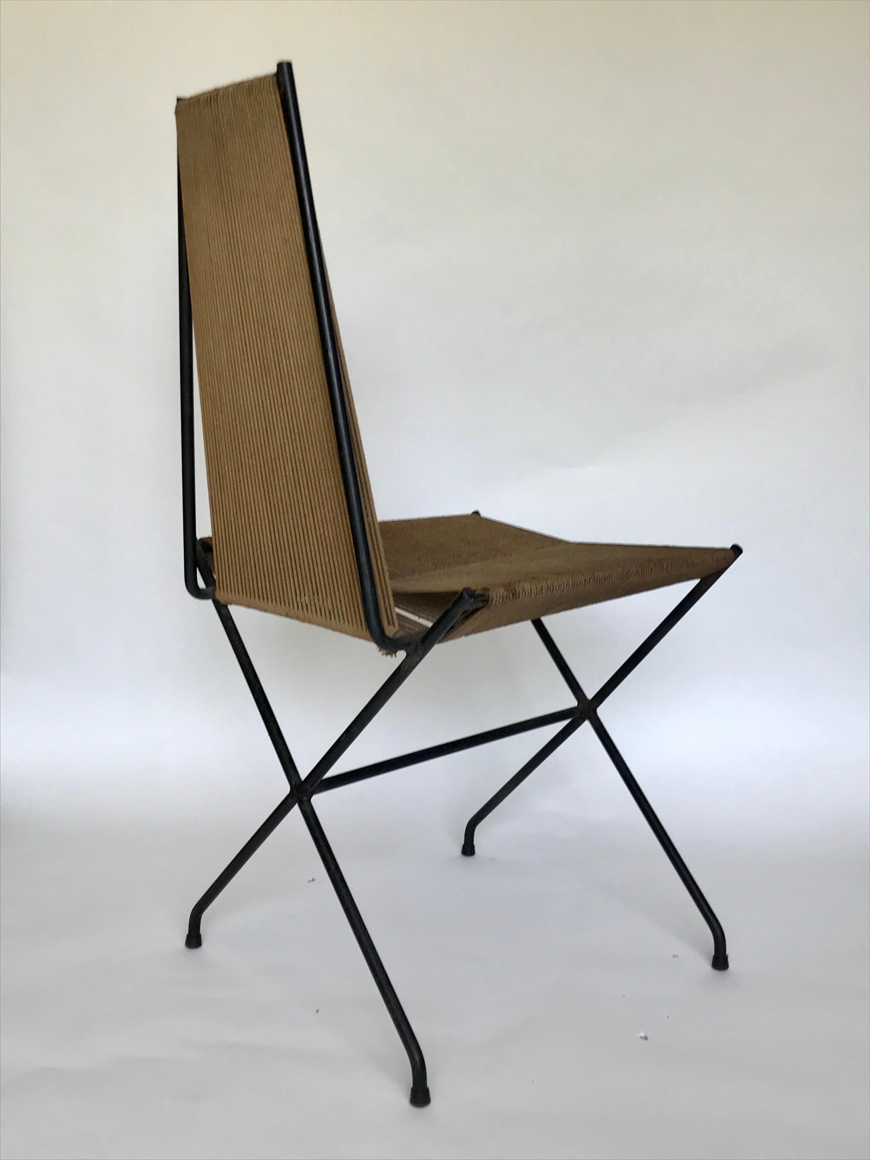 Gunnar Birkerts Architectural Iron + String Chair, 20th Century In Good Condition In Los Angeles, CA