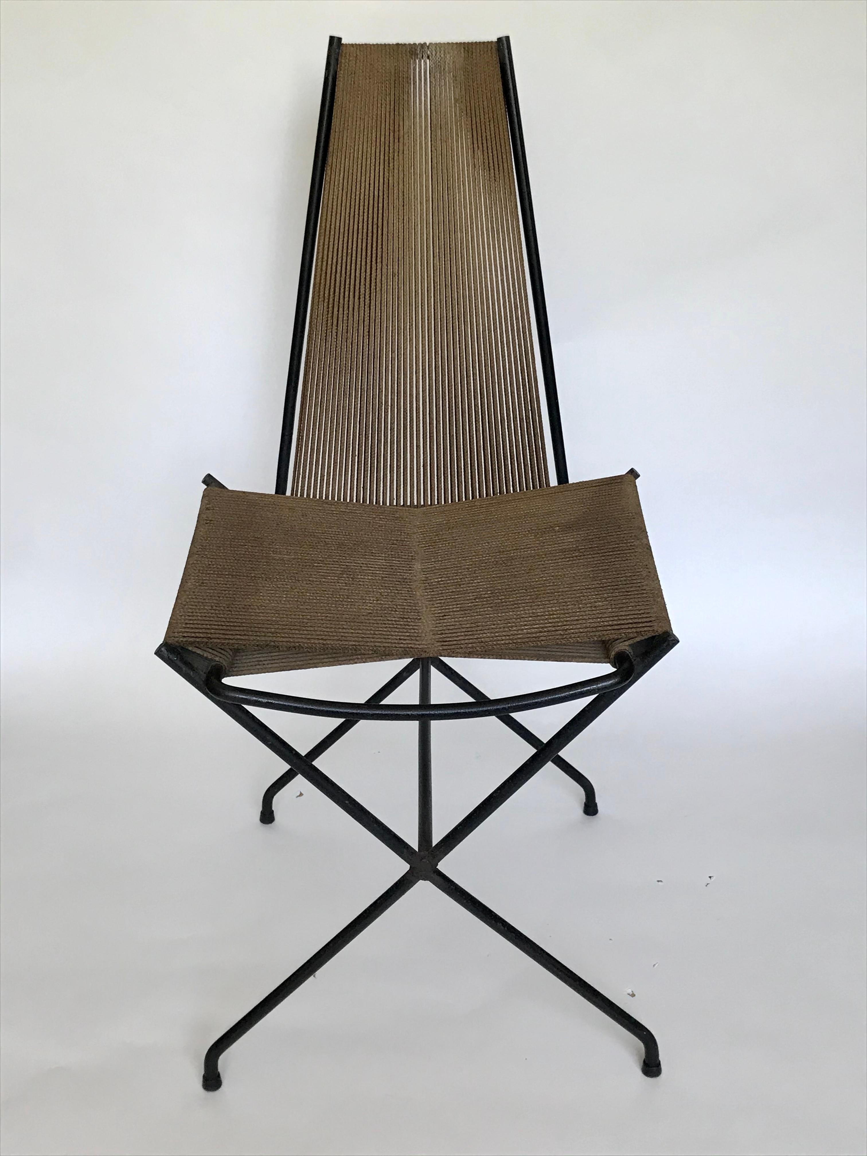 Cord Gunnar Birkerts Architectural Iron + String Chair, 20th Century