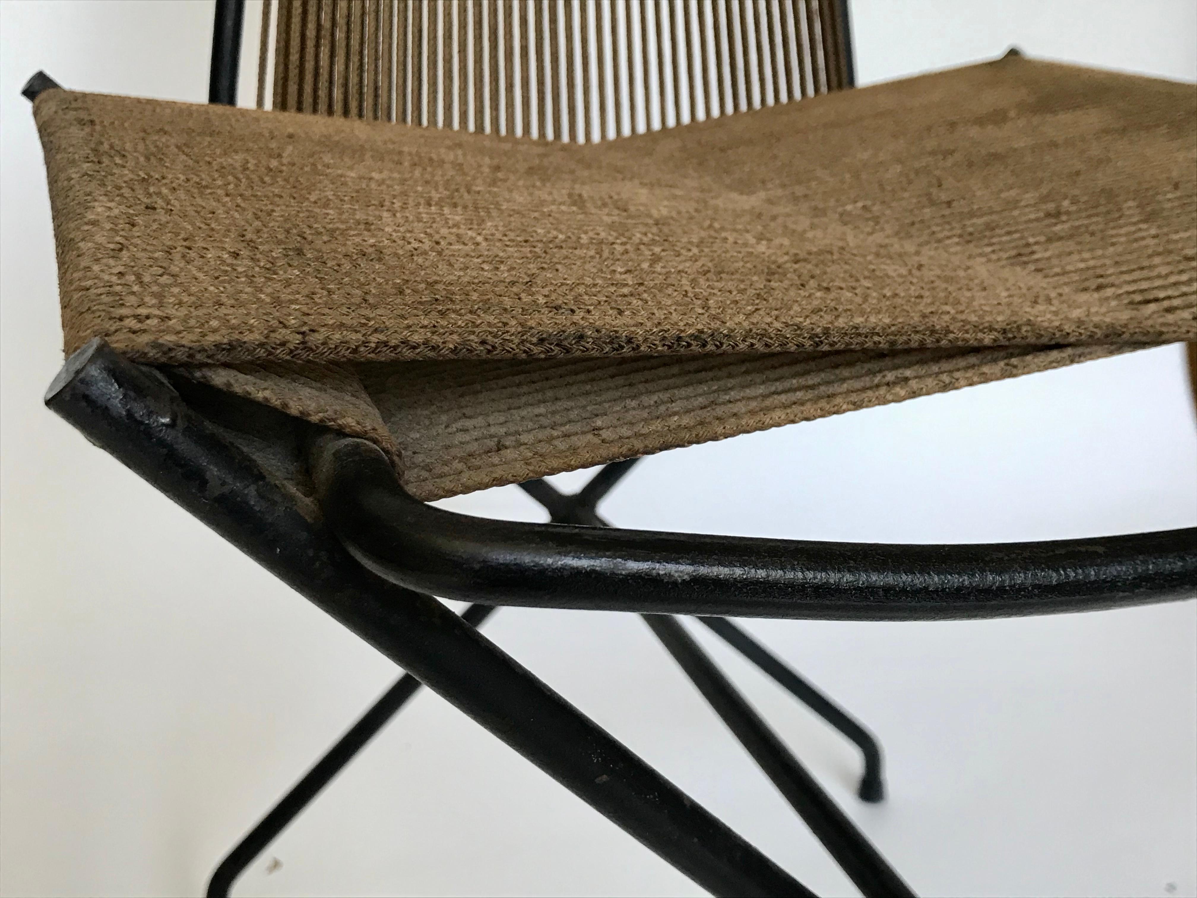 Gunnar Birkerts Architectural Iron + String Chair, 20th Century 2