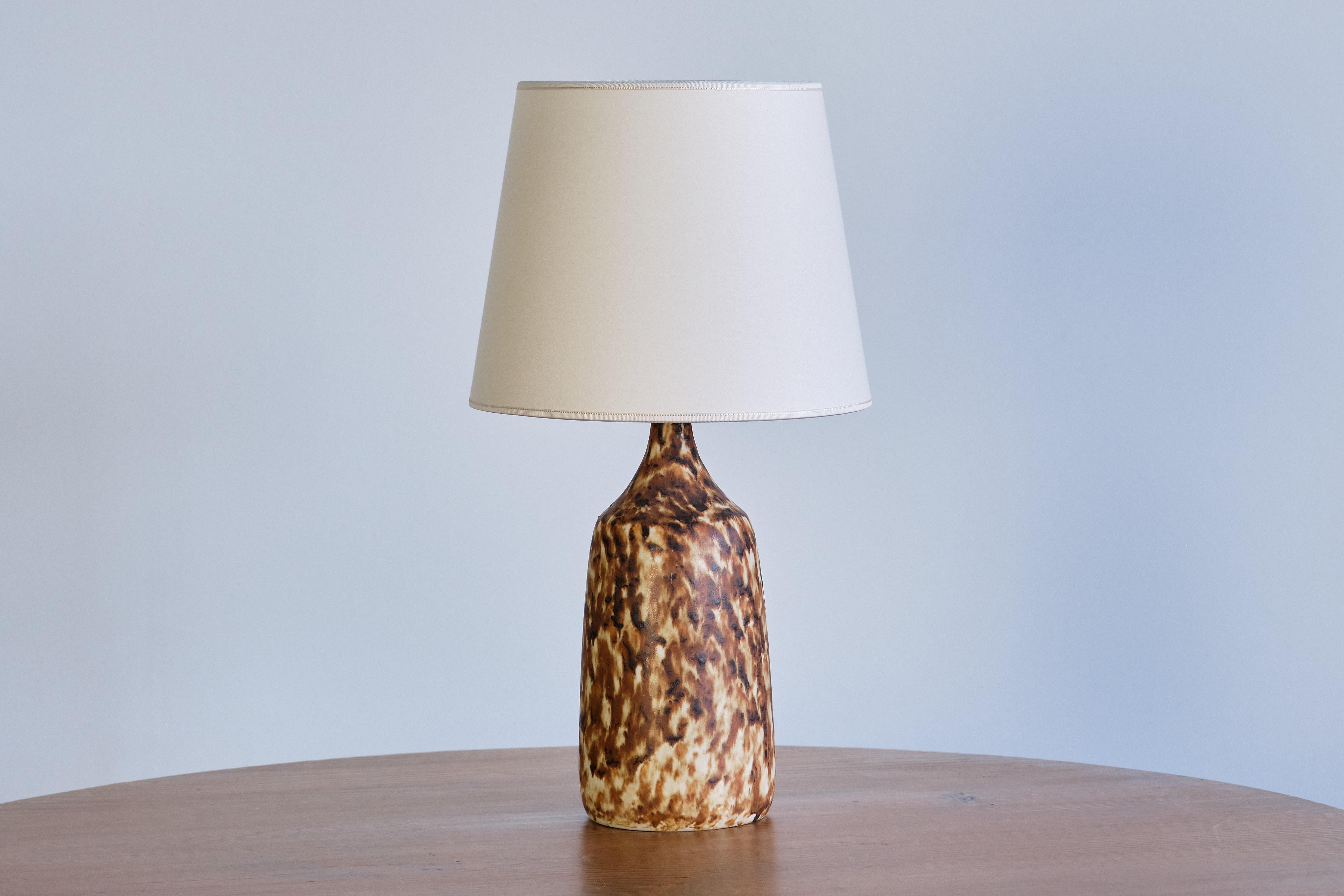 Gunnar Borg Glazed Stoneware Table Lamp, Höganäs, Sweden, 1960s For Sale 4