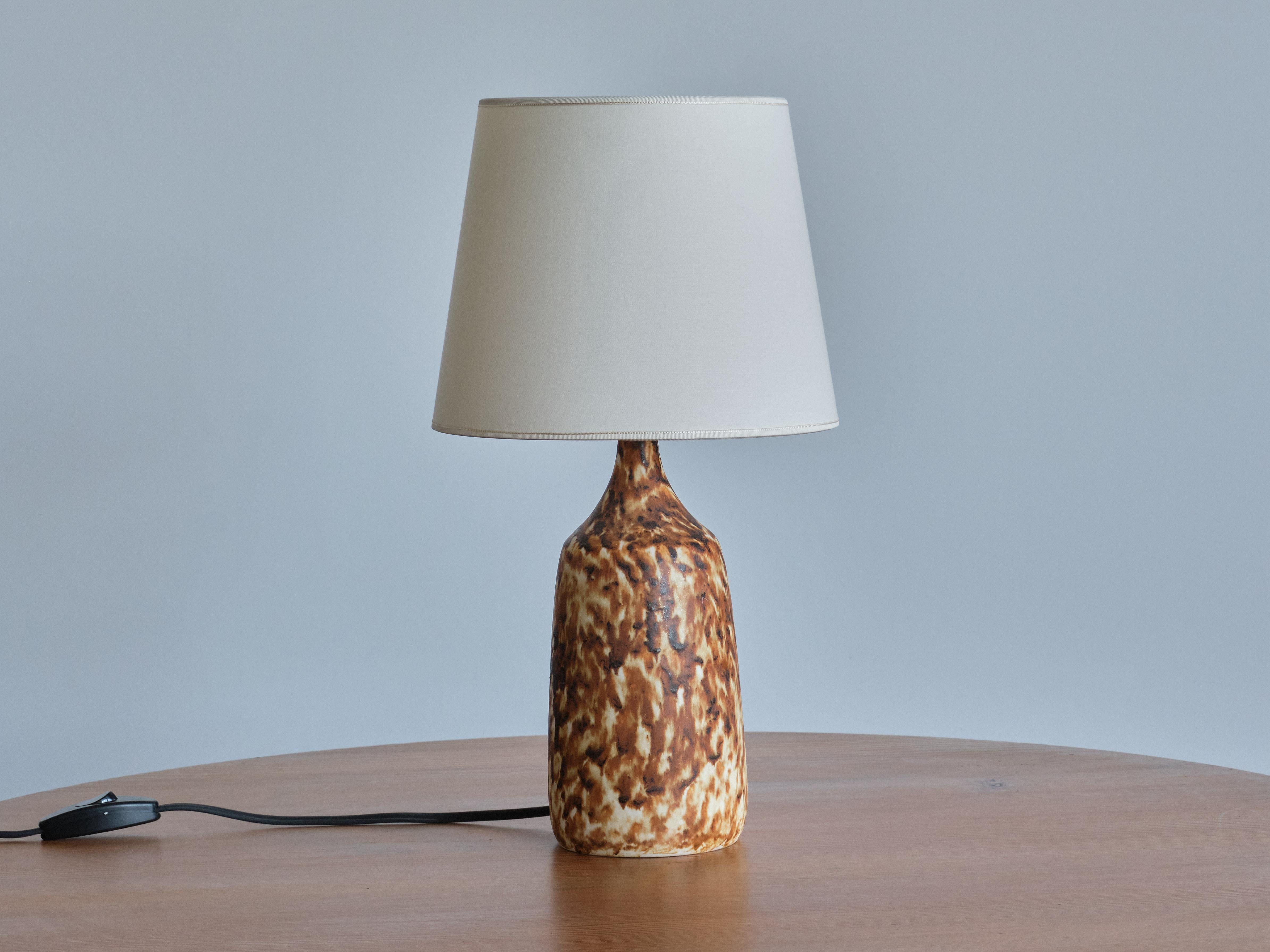 Gunnar Borg Glazed Stoneware Table Lamp, Höganäs, Sweden, 1960s In Good Condition For Sale In The Hague, NL